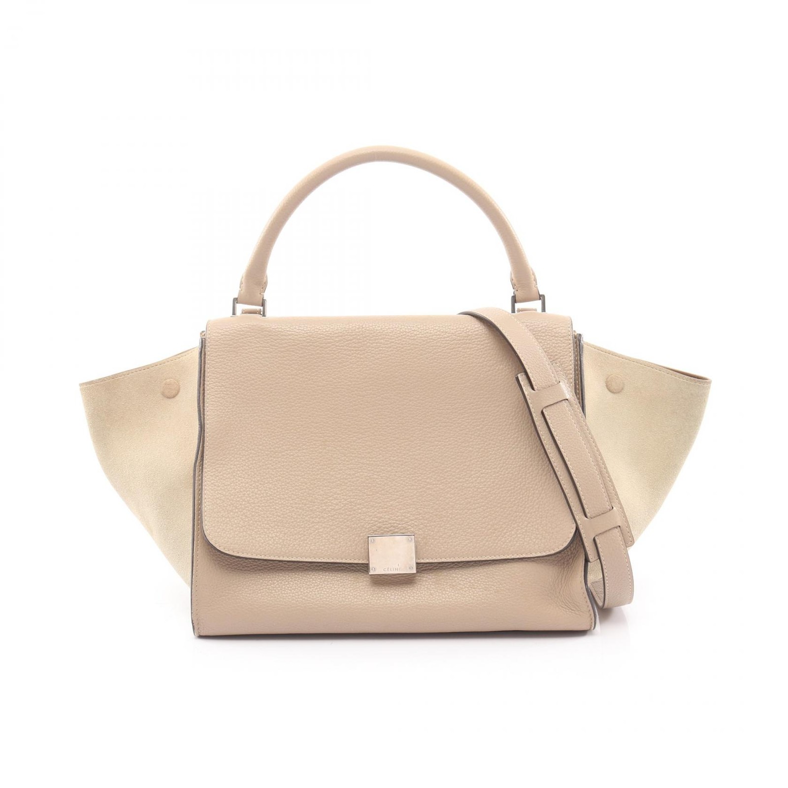 CELINE Trapeze Medium shoulder Handbag 169542 leather Suede Beige Used Women