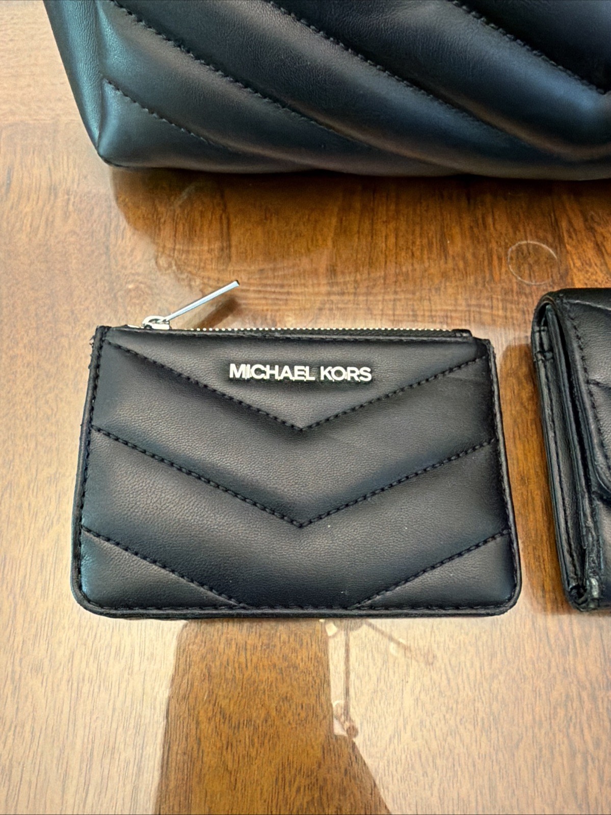 Authentic Michael Kors Whitney Black Shoulder Bag W/ Wallet And Coin Purse
