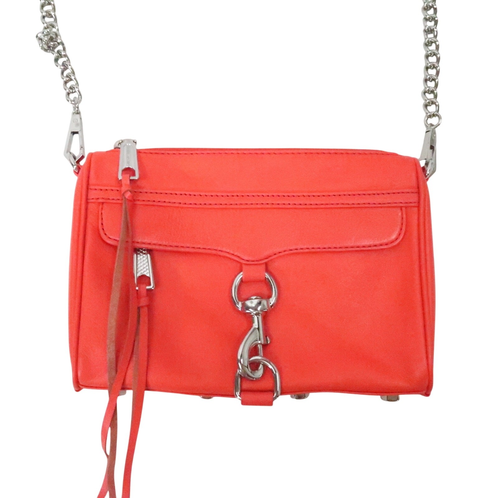 Rebecca Minkoff Mini Mac Red Leather Silver Hardware Crossbody Bag Purse