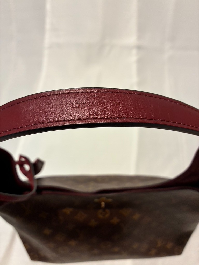 Louis Vuitton Monogram Shoulder Hobo Flower Bordeaux Brown with Lock and Key
