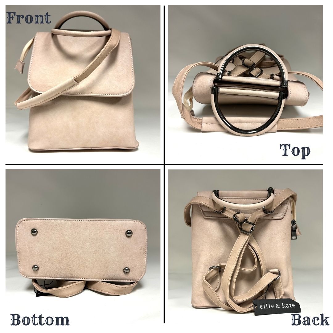 Medium Beige Backpack Purse – Convertible to Crossbody or Shoulder Bag