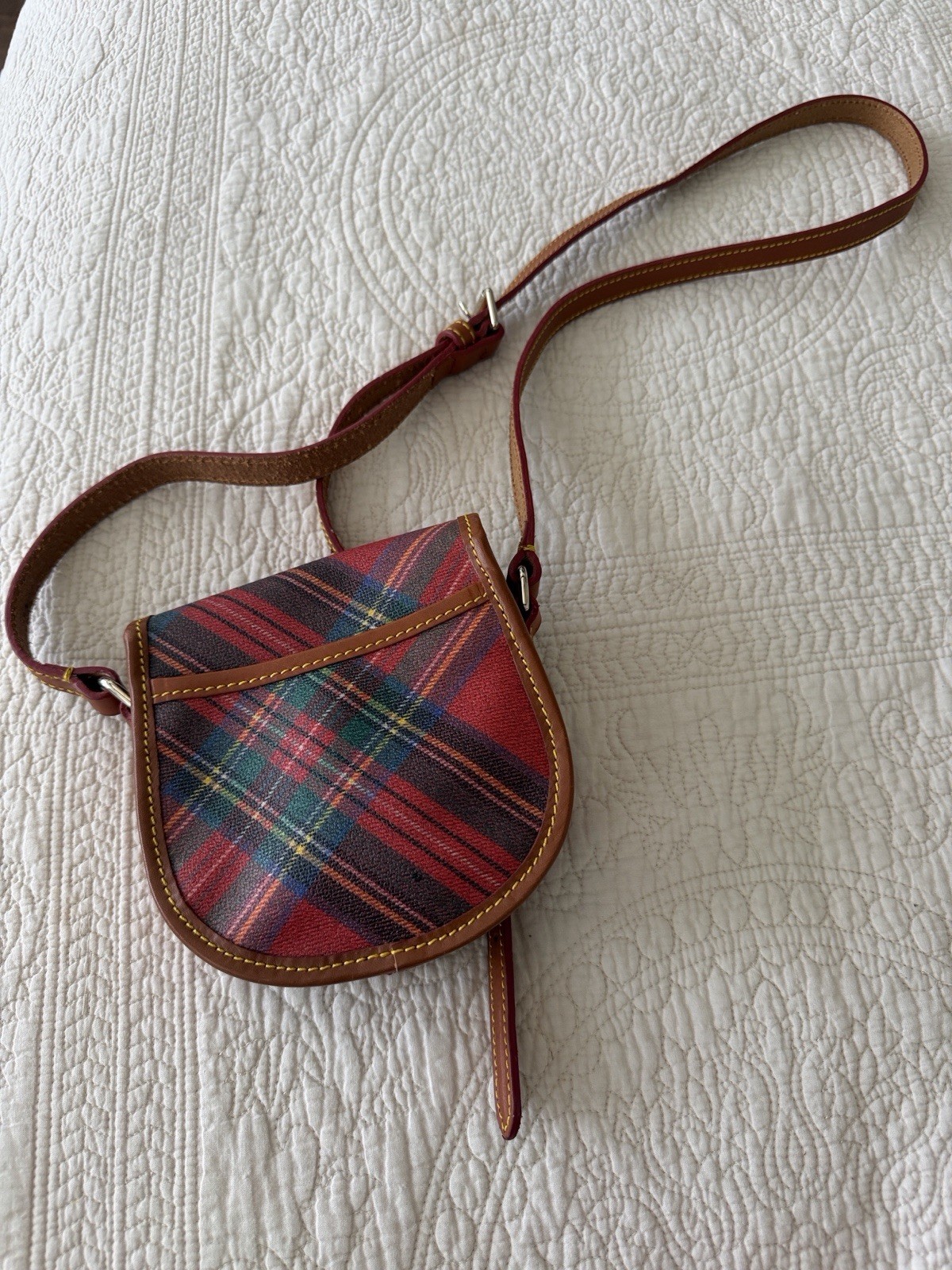 Dooney & Bourke Plaid Tartan Small Crossbody Saddle bag