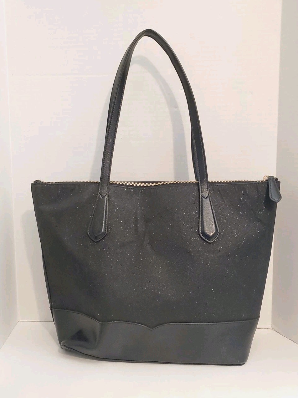 Kate Spade Lola Joeley Black Glitter Penny Double Handle Large Hand Bag