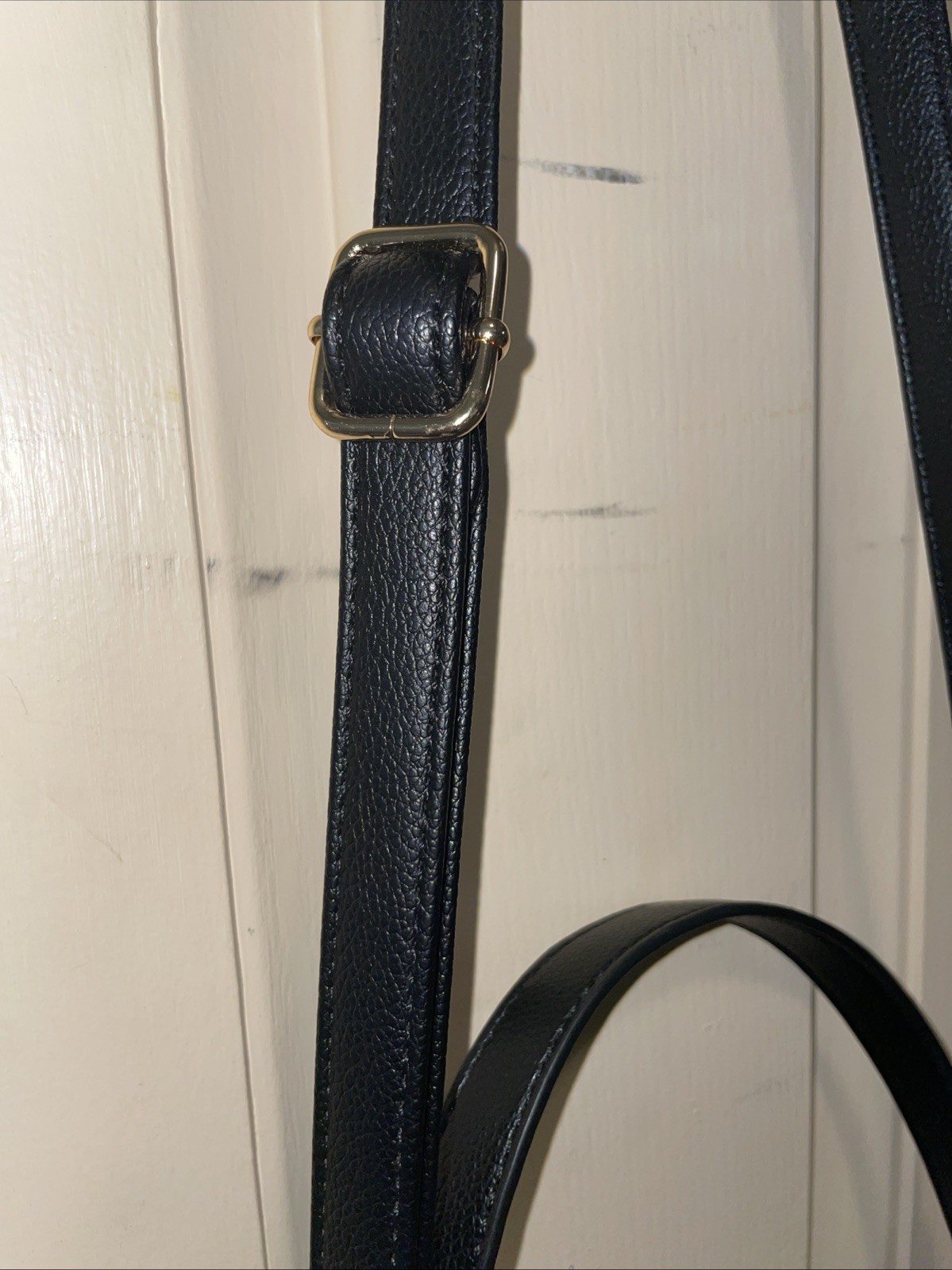 Calista Black Vegan Leather Satchel With Ribbon And Gold Dragonfly Accent NWT