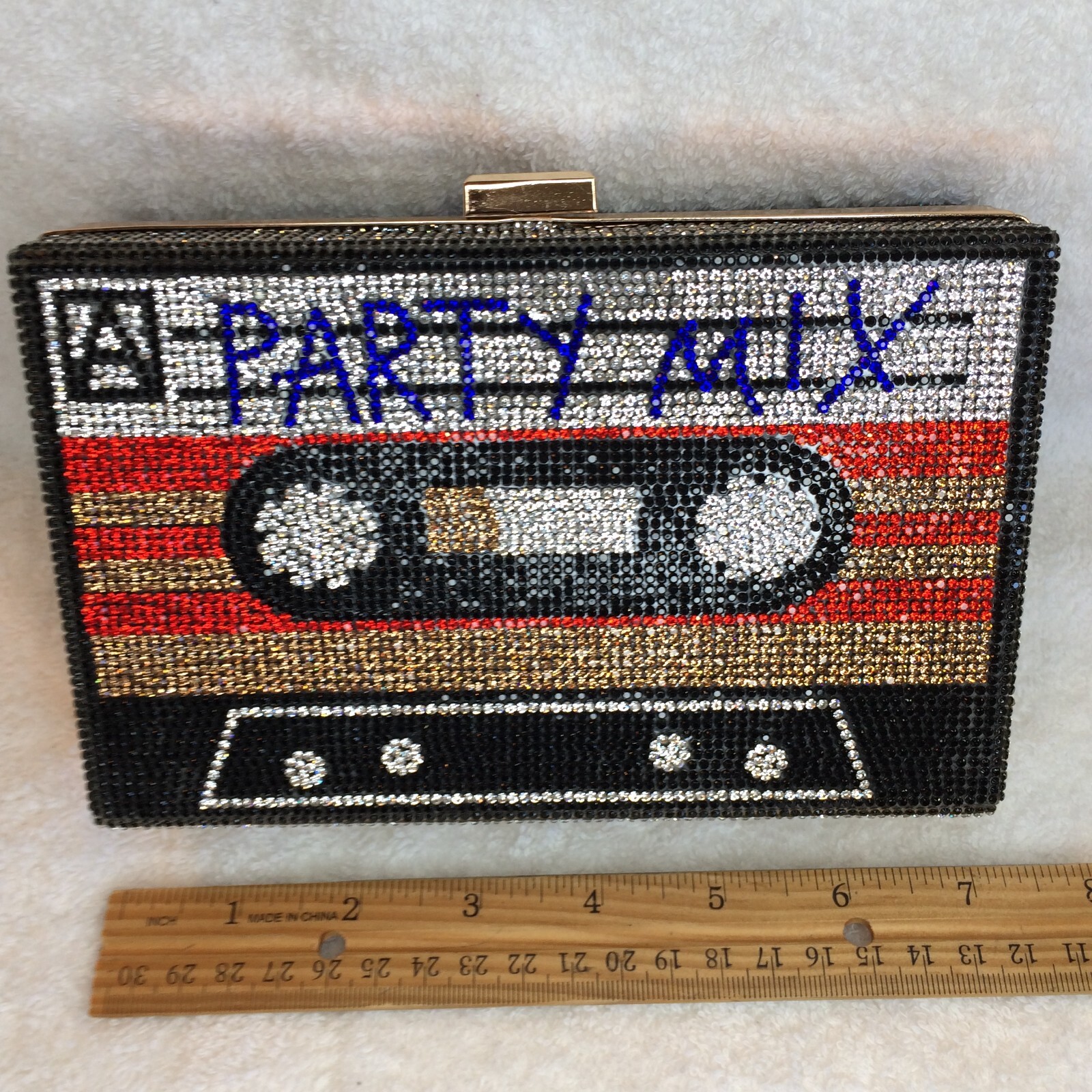 Off Park Collection Multi-Color Crystal “Party Mix” Cassette Tape Clutch NEW