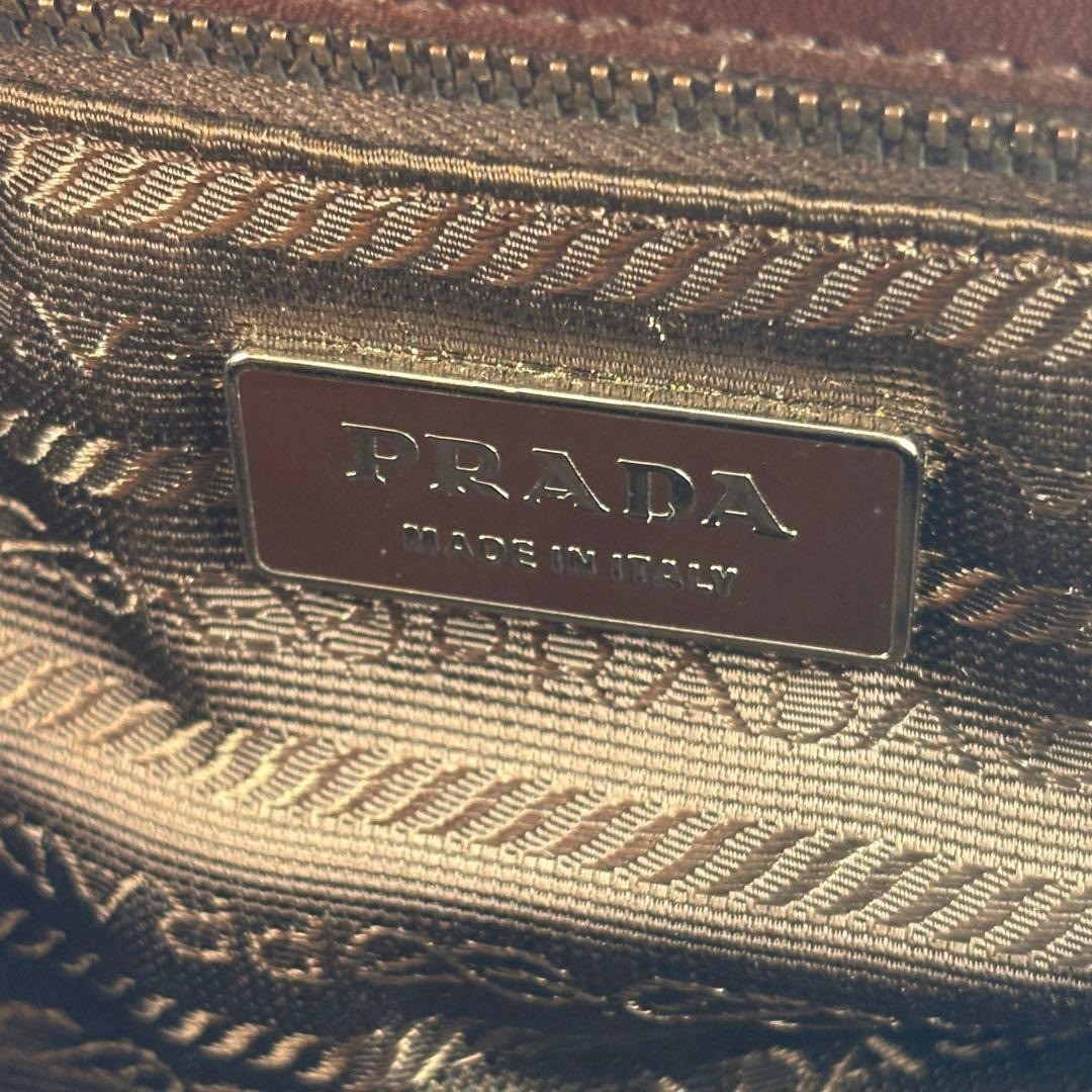 PRADA Nappa Leather Kiss Lock Shoulder Bag Black Embossed Logo Vintage Used
