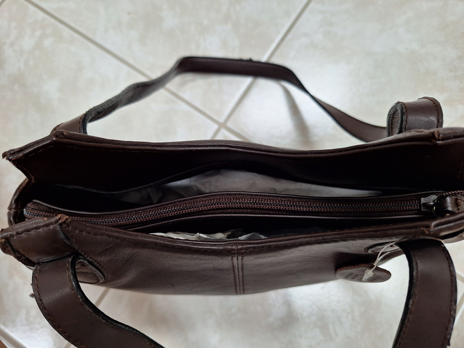 Nice Andrea Vicarro Brown Leather Handbag=Shoulder Straps-NEW with tag