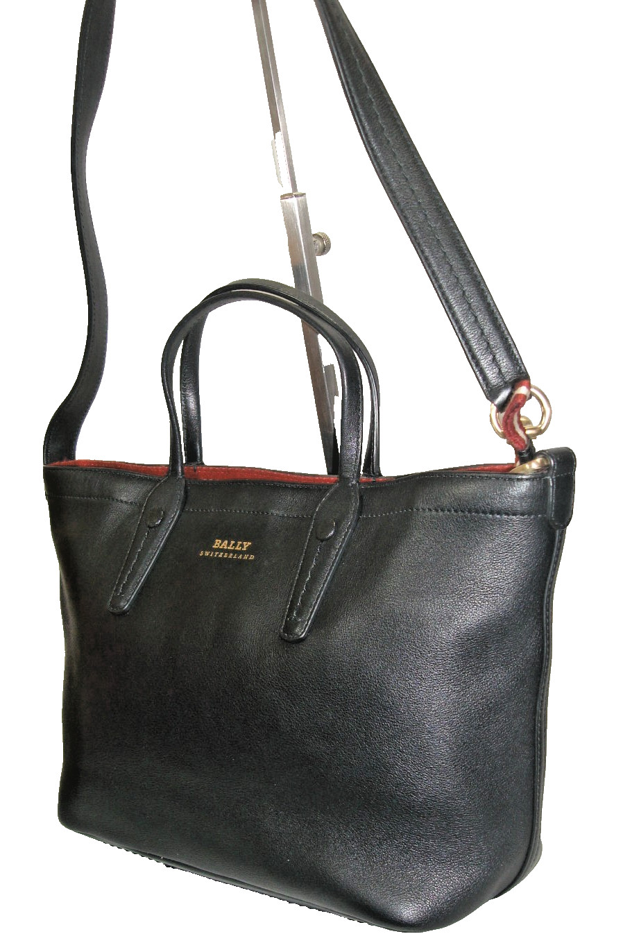 Bally Gorgeous Black Very Soft Leather Ribbon Tote Shoulder Bag Near MINT!