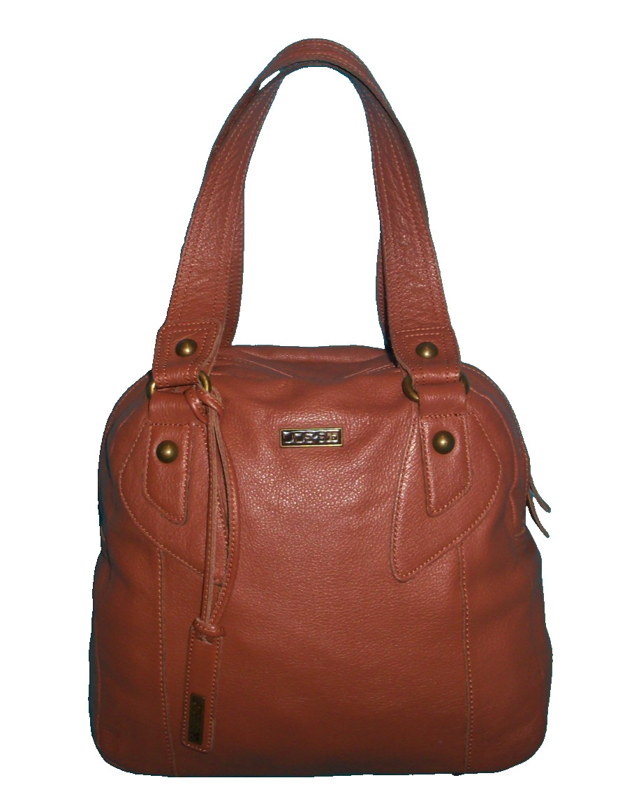 JOE’S JEANS Caramel Brown Pebble Leather Shoulder Bag – LARGE Bowler