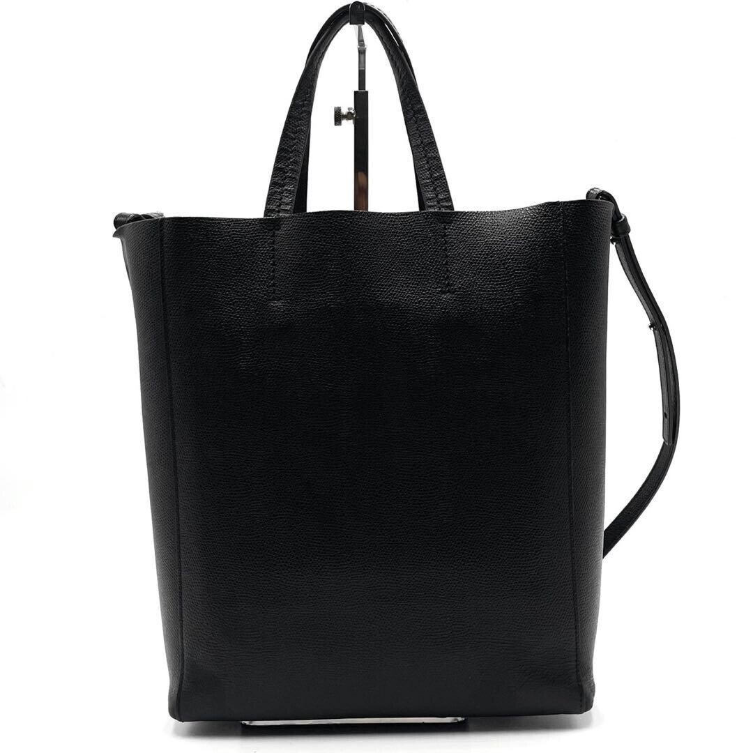 CELINE Vertical Cabas Small Black Leather 2Way Hand Shoulder Bag Dust Bag Auth
