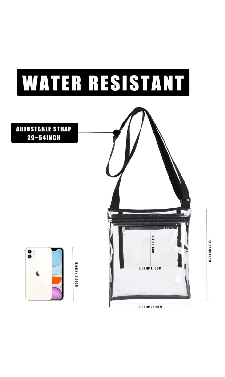 Clear Stadium Bag Women Transparent Crossbody Purse Concert Sports Event
