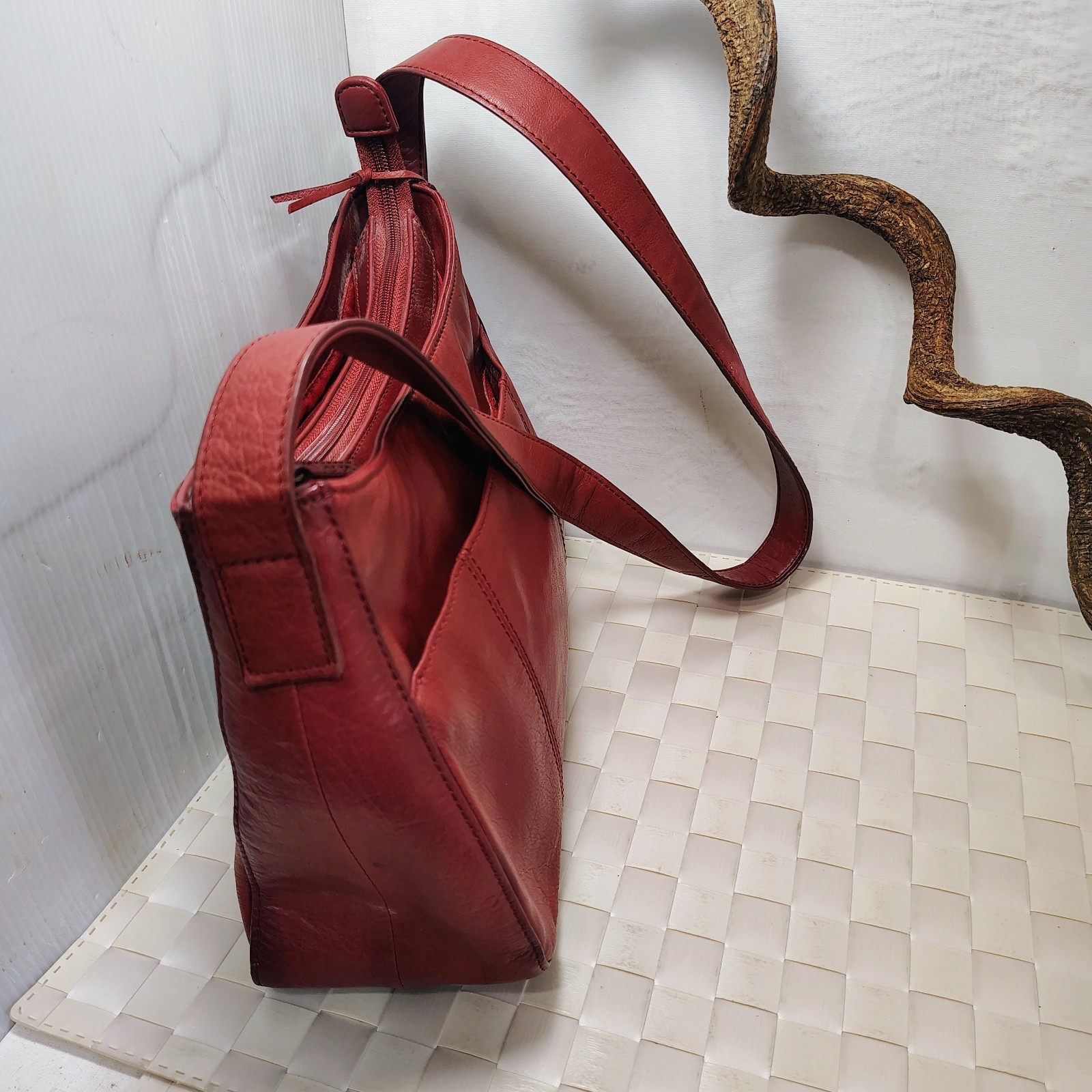 Rolf’s Red Genuine Soft Leather Shoulder Purse. Vintage
