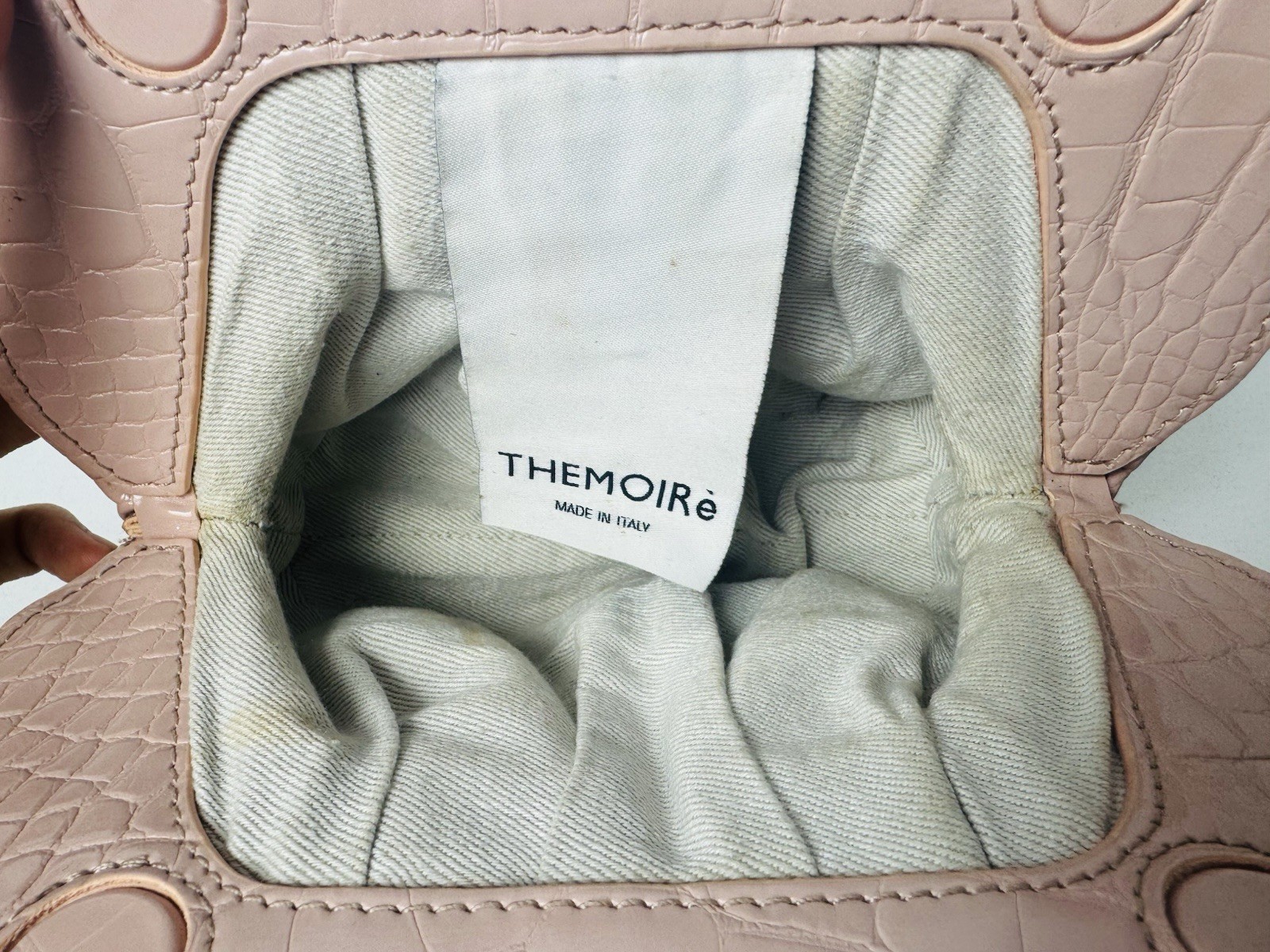 TheMoire Mini Gea Pink Faux Snakeskin Crocodile Effect Bag Gold Chain Clutch