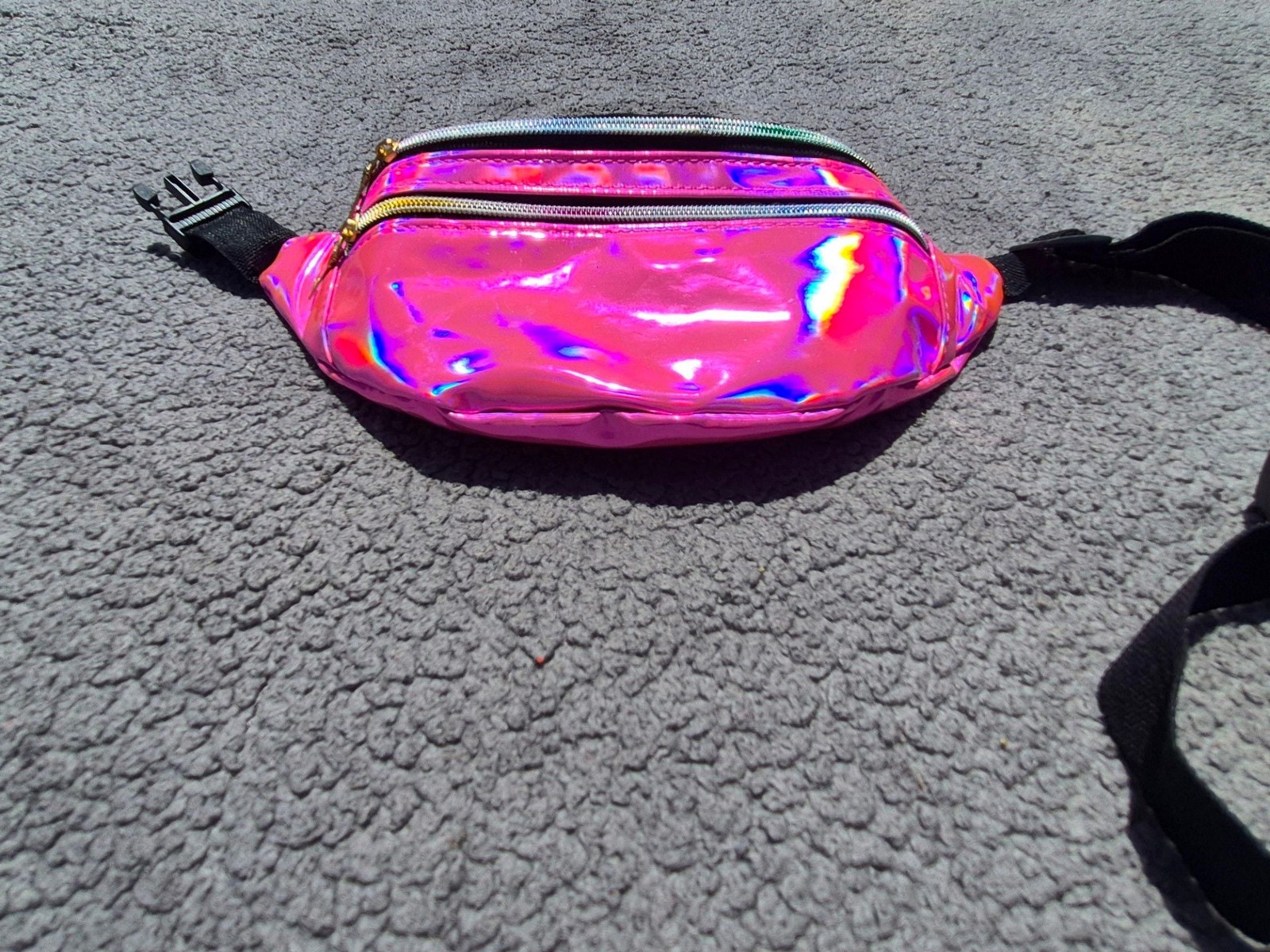 Unbranded Holographic Pink Metallic Fanny Pack Waist Bag