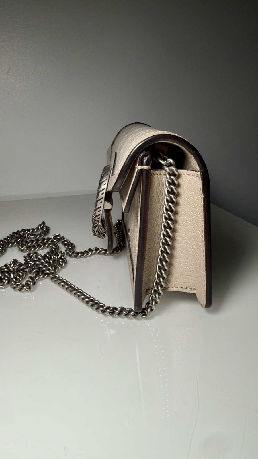 Gucci Dionysus GG Supreme Beige Mini Chain Strap Shoulder Bag
