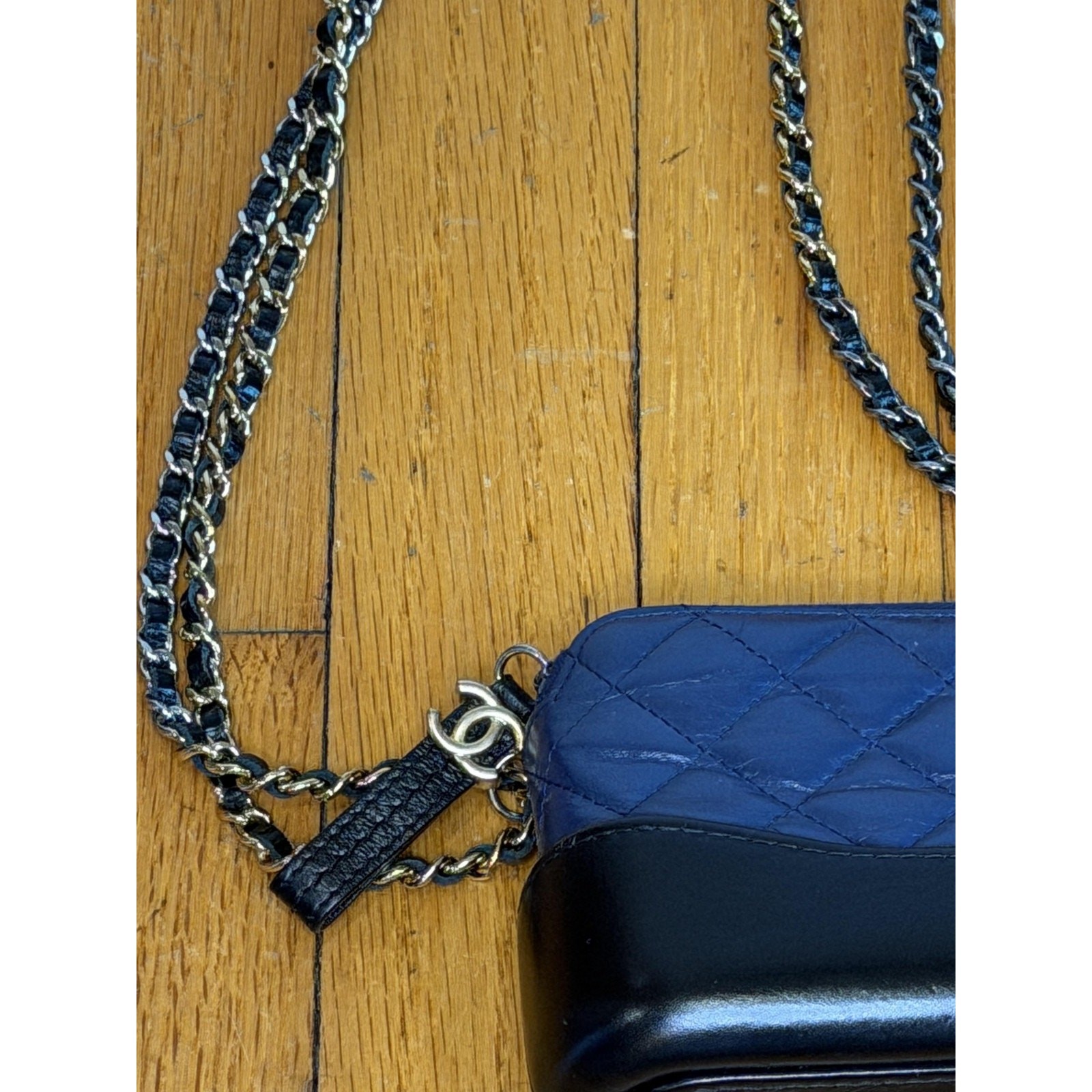 Chanel Gabrielle Womens Small Crossbody Blue Leather