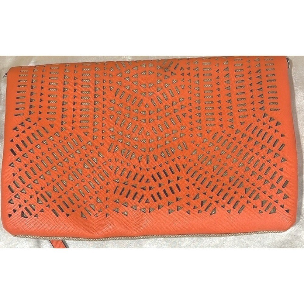 Stella & Dot Waverly Orange Geometric Cut Out Purse boho crossbody clutch bag