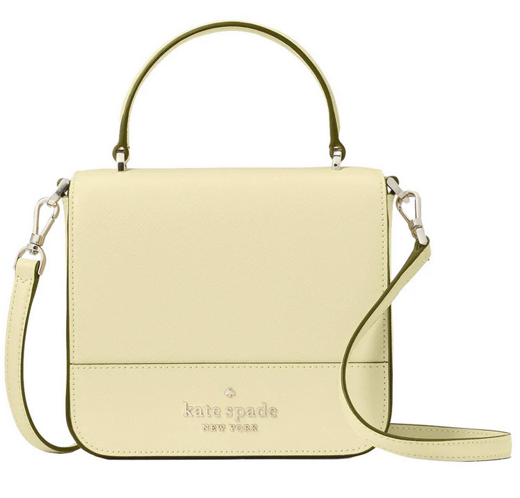 Kate Spade Staci Square Crossbody K7342 Saffiano Leather in Lemon Fondant