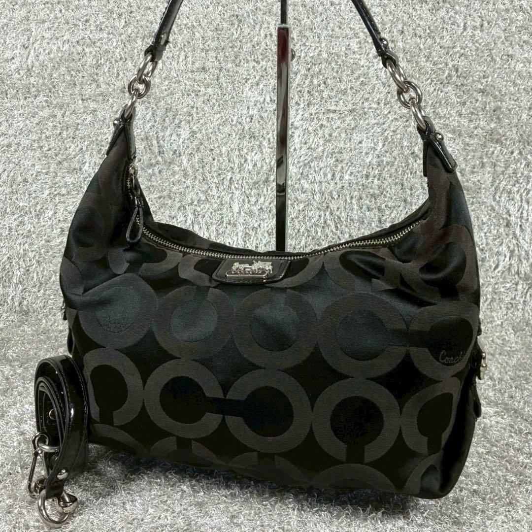 Coach Madison Op Art Satin Sofia 2-Way Shoulder Bag Used Authentic