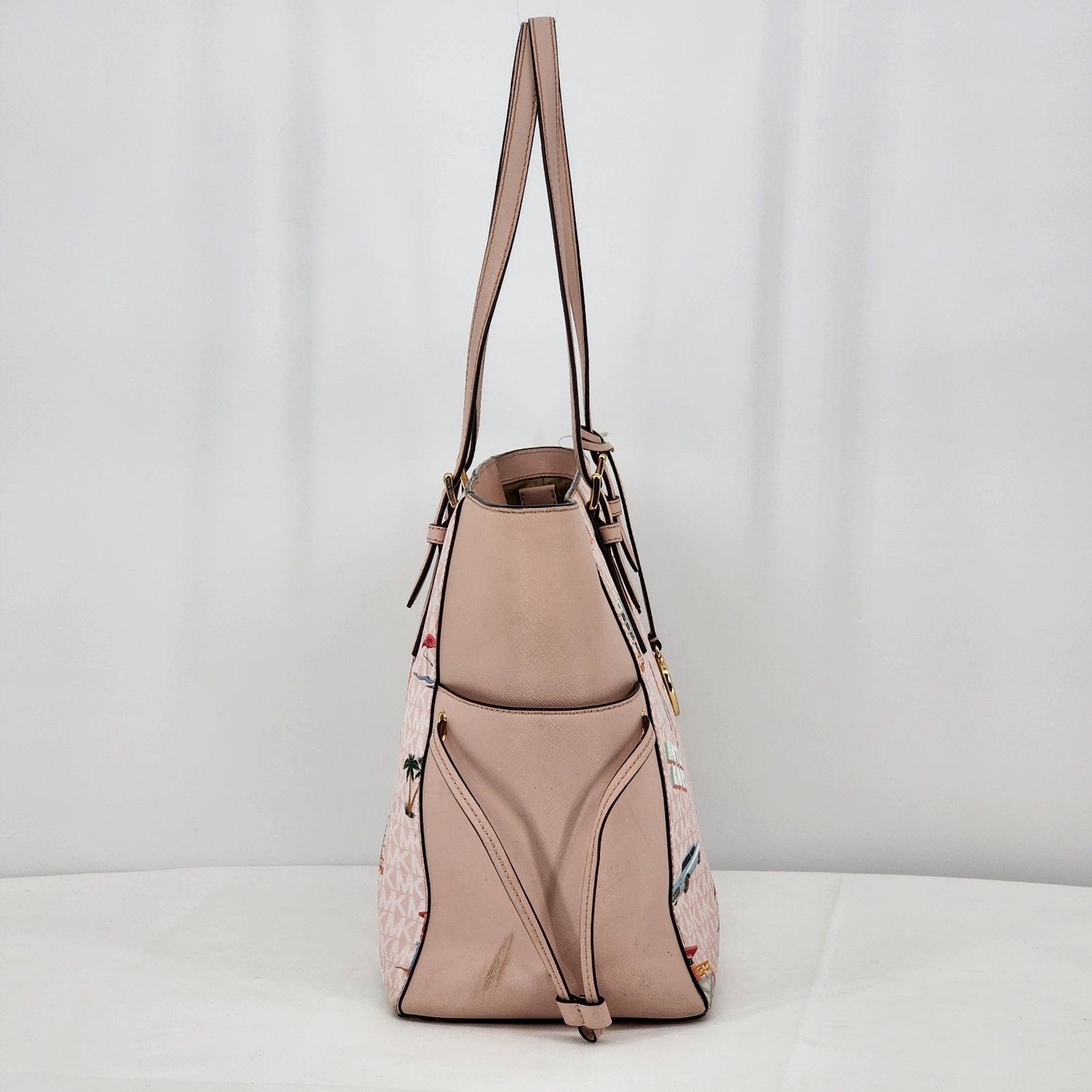 Michael Kors Gilly Beach Pink Logo Large Drawstring Travel Tote Bag