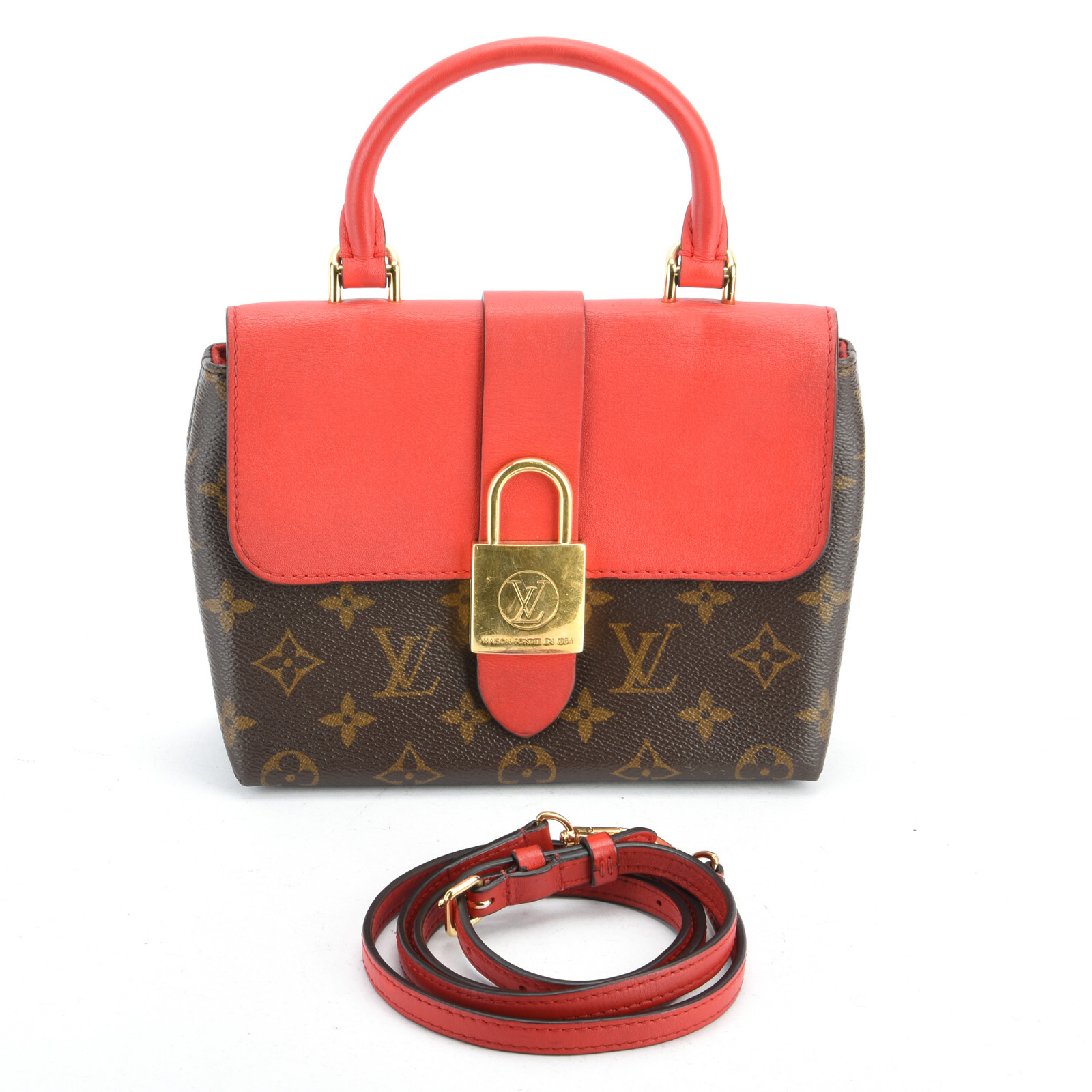 Louis Vuitton Locky BB Monogram Canvas Top Handle Satchel Bag w/Shoulder Strap