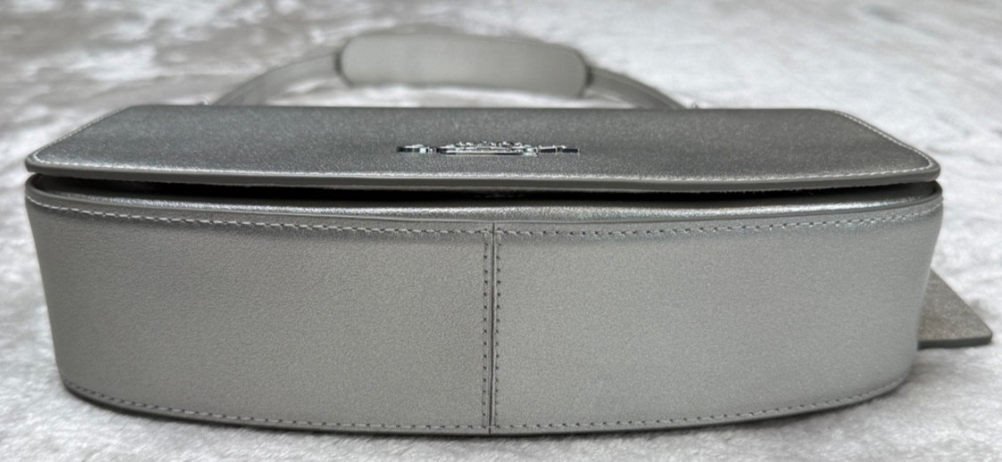 Coach Andrea Metallic Silver Smooth Leather Small Shoulder Bag CW023 NWOT