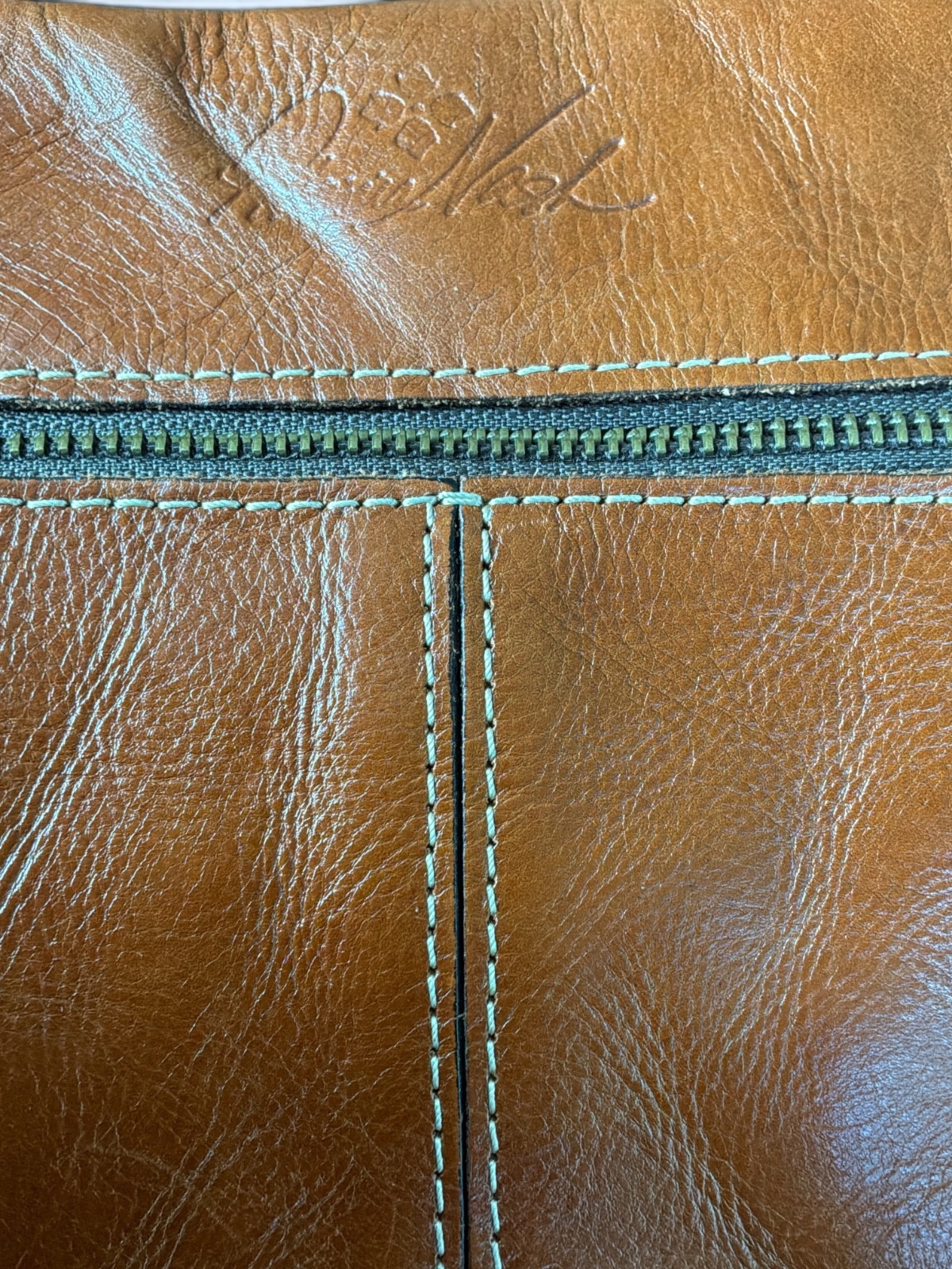 Patricia Nash FRANCESCA Tan Cognac Smooth Leather Organizer Crossbody Purse Bag