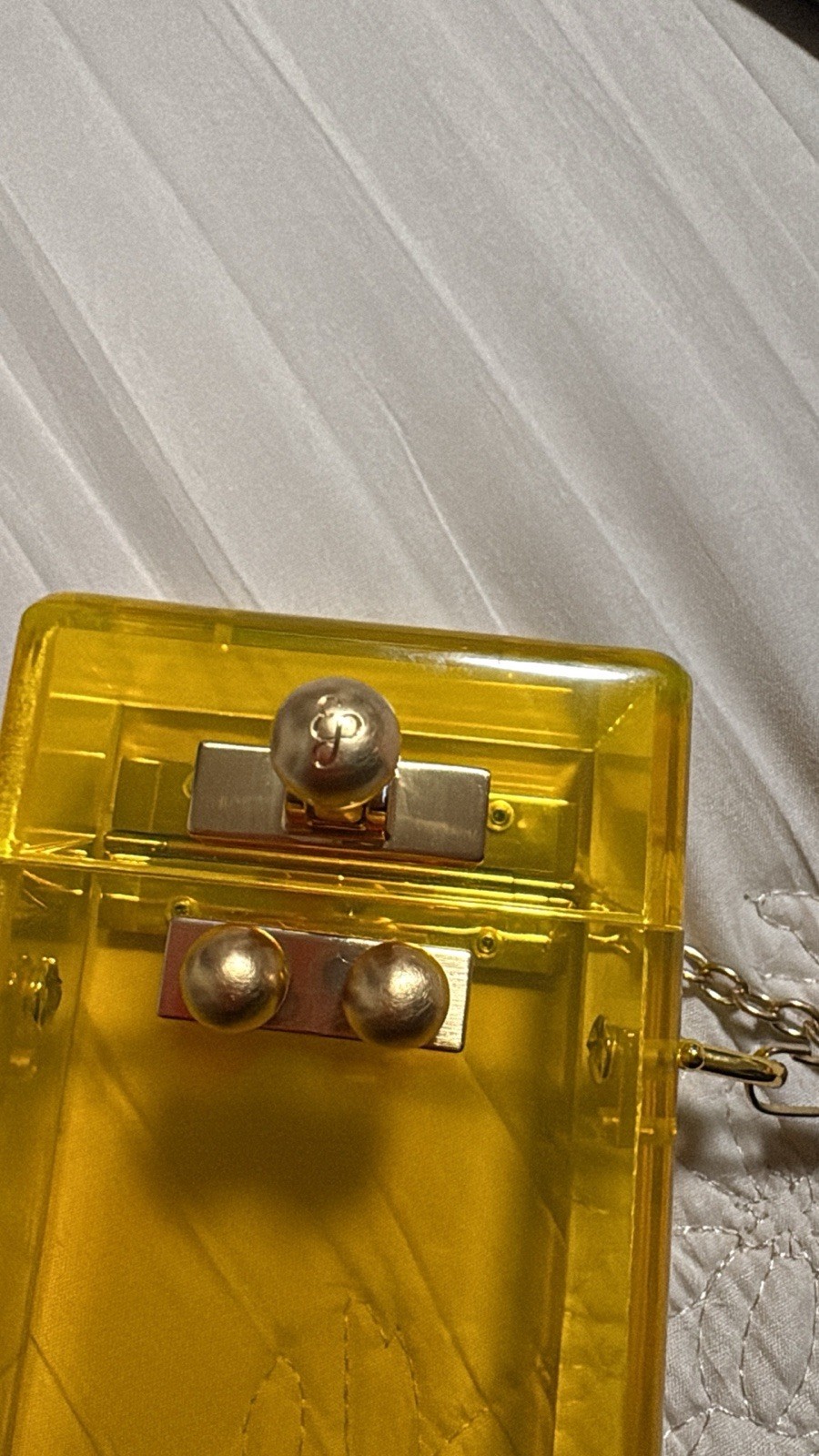 Eddy Parker Mini Yellow Acrylic Box Crossbody Bag Gold Chain Strap