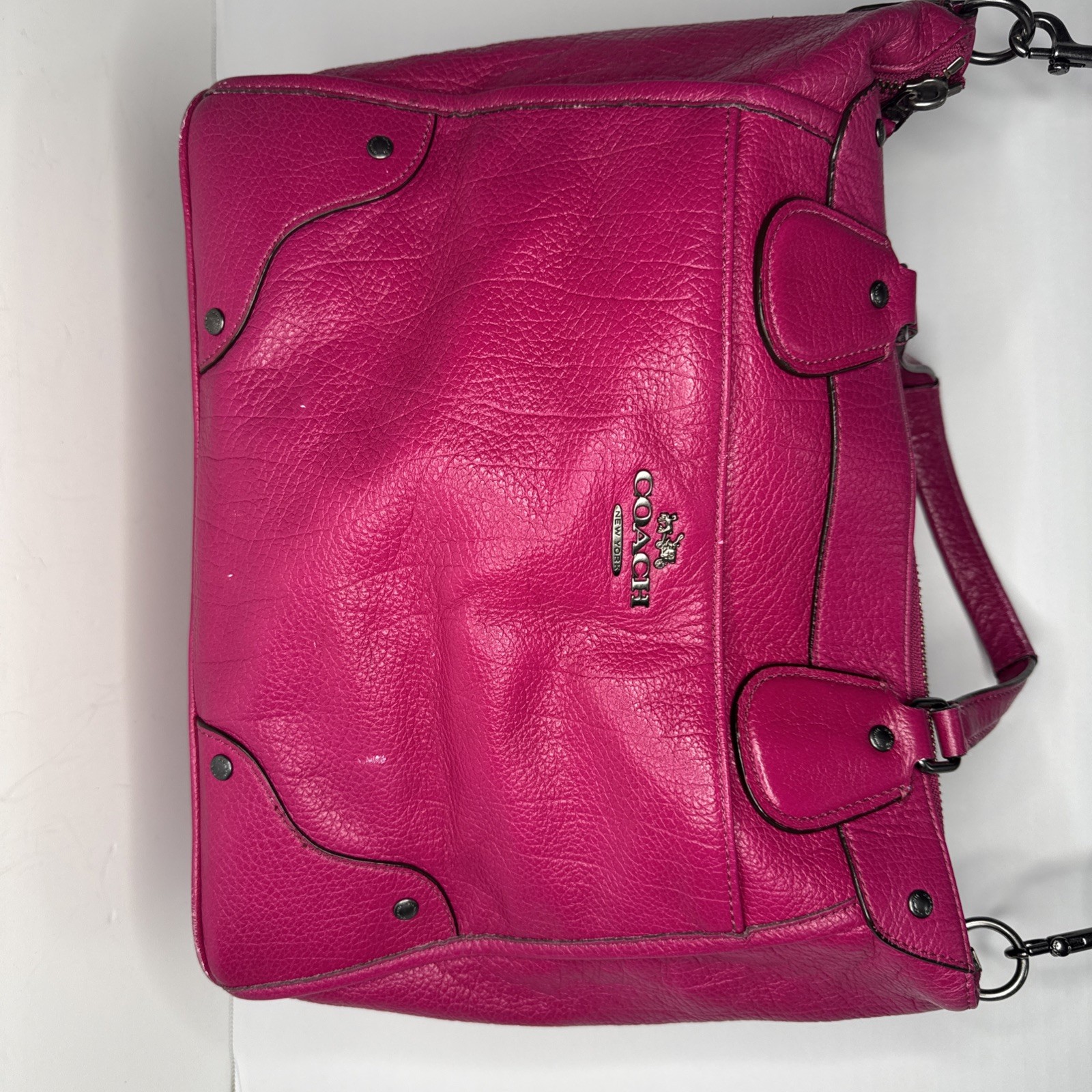 COACH MICKIE Satchel Grain Leather Purse Satchel Crossbody /Cranberry