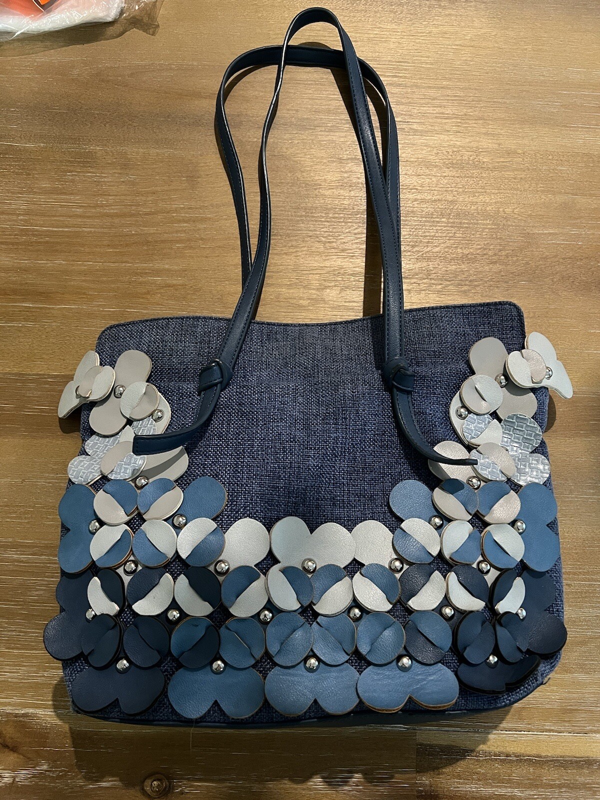 Nanette Lapore Spring Floral Blue Flower Shoulder Purse Bag Handbag