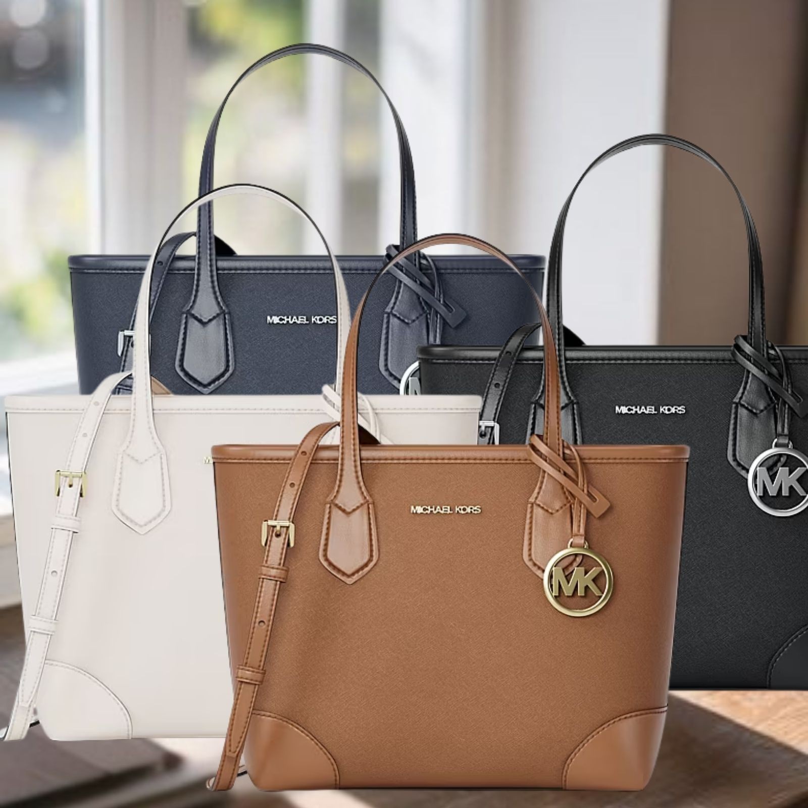 Michael Kors Eva Women Extra-Small Leather Convertible Tote Handbag Purse Bag