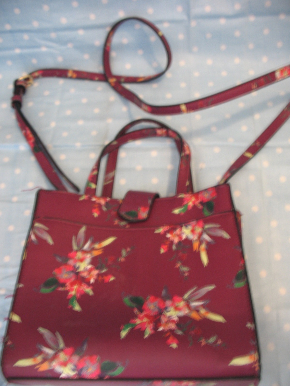 a new day SM satchel handbag Detachable crossbody floral 7.5x7x3″ Magnet closure