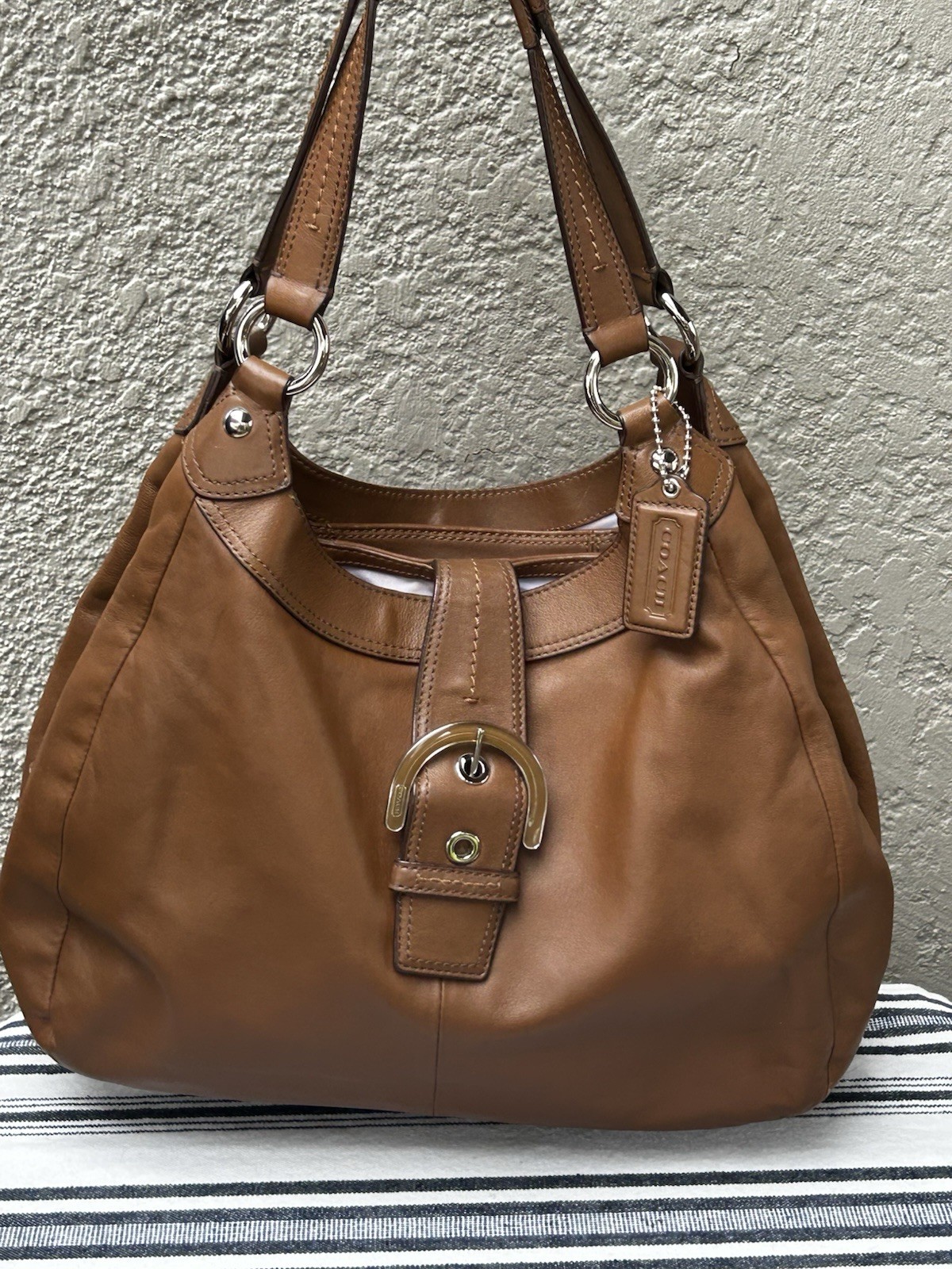 Coach Leather Soho Lynn Hobo Shoulder Bag Chestnut Brown F17219 Vintage Y2K