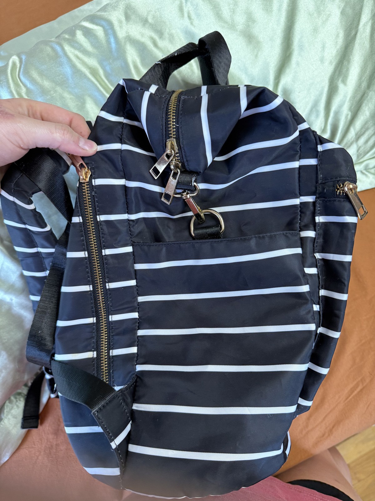 Target A New Day Black and White Striped Backpack Gold