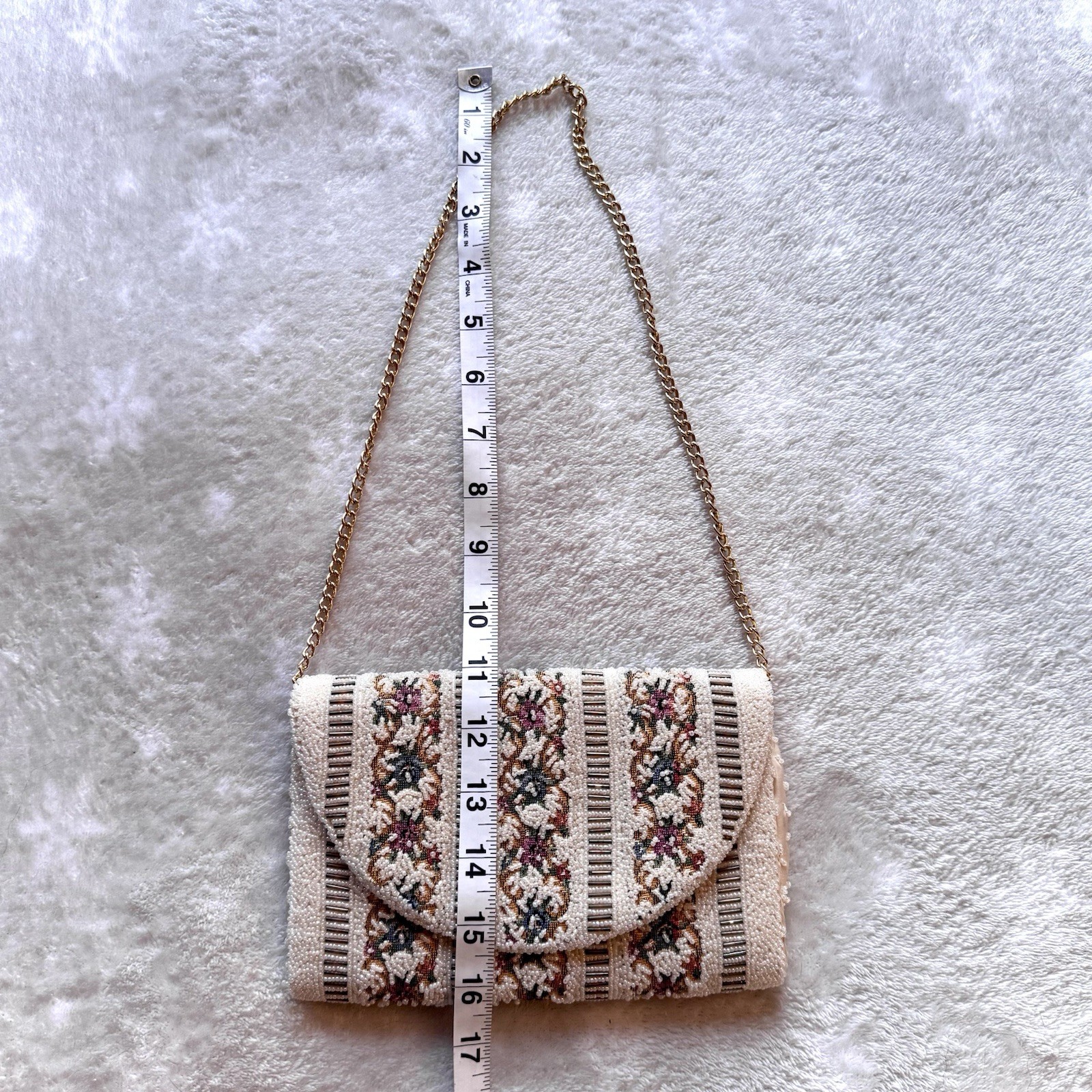 Beaded Purse Tapestry Hand Beaded Hong Kong Evening Bag Vintage