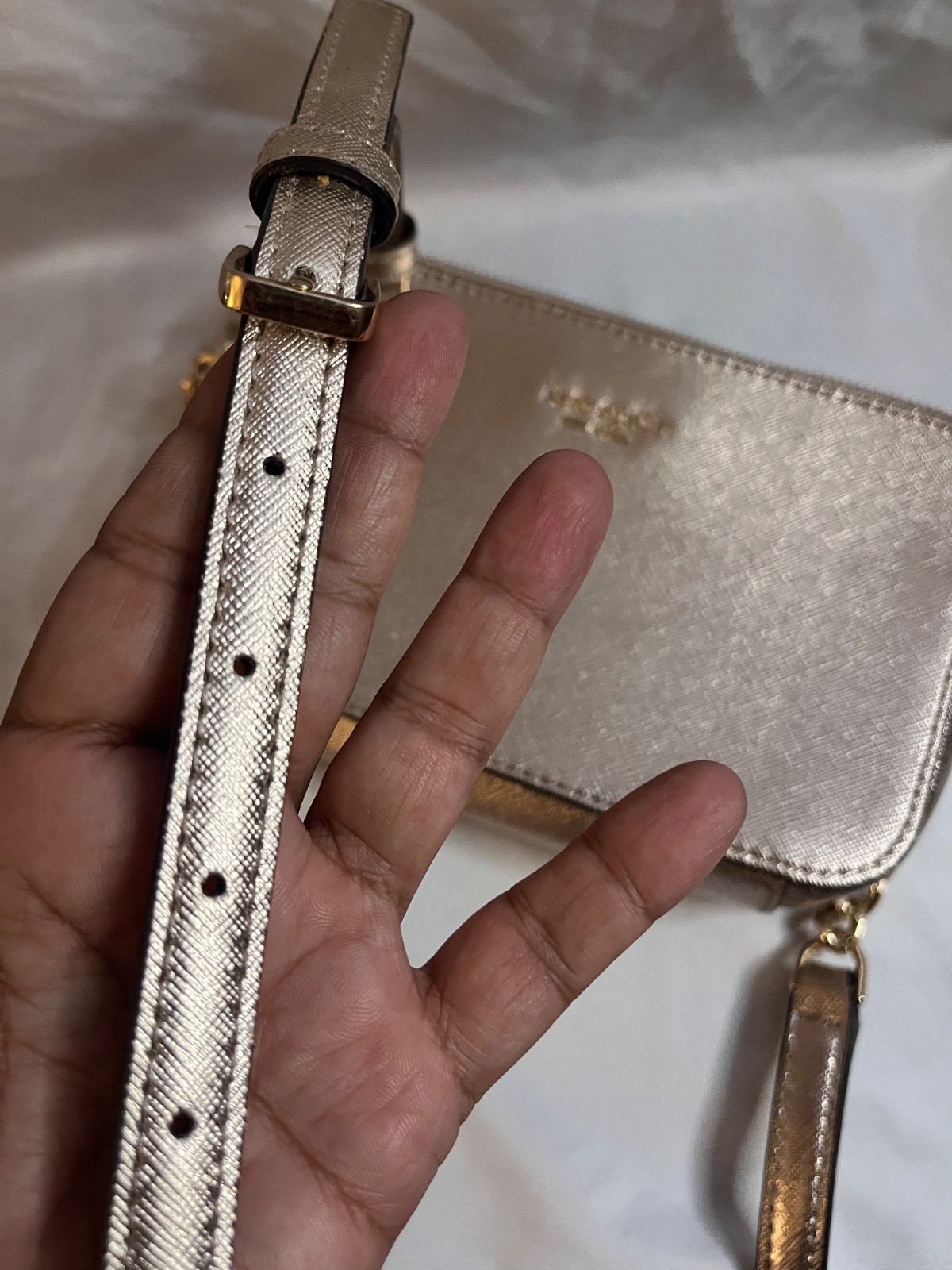 Kate Spade USED Gold Shimmer Crossbody Small Purse – Good Condition