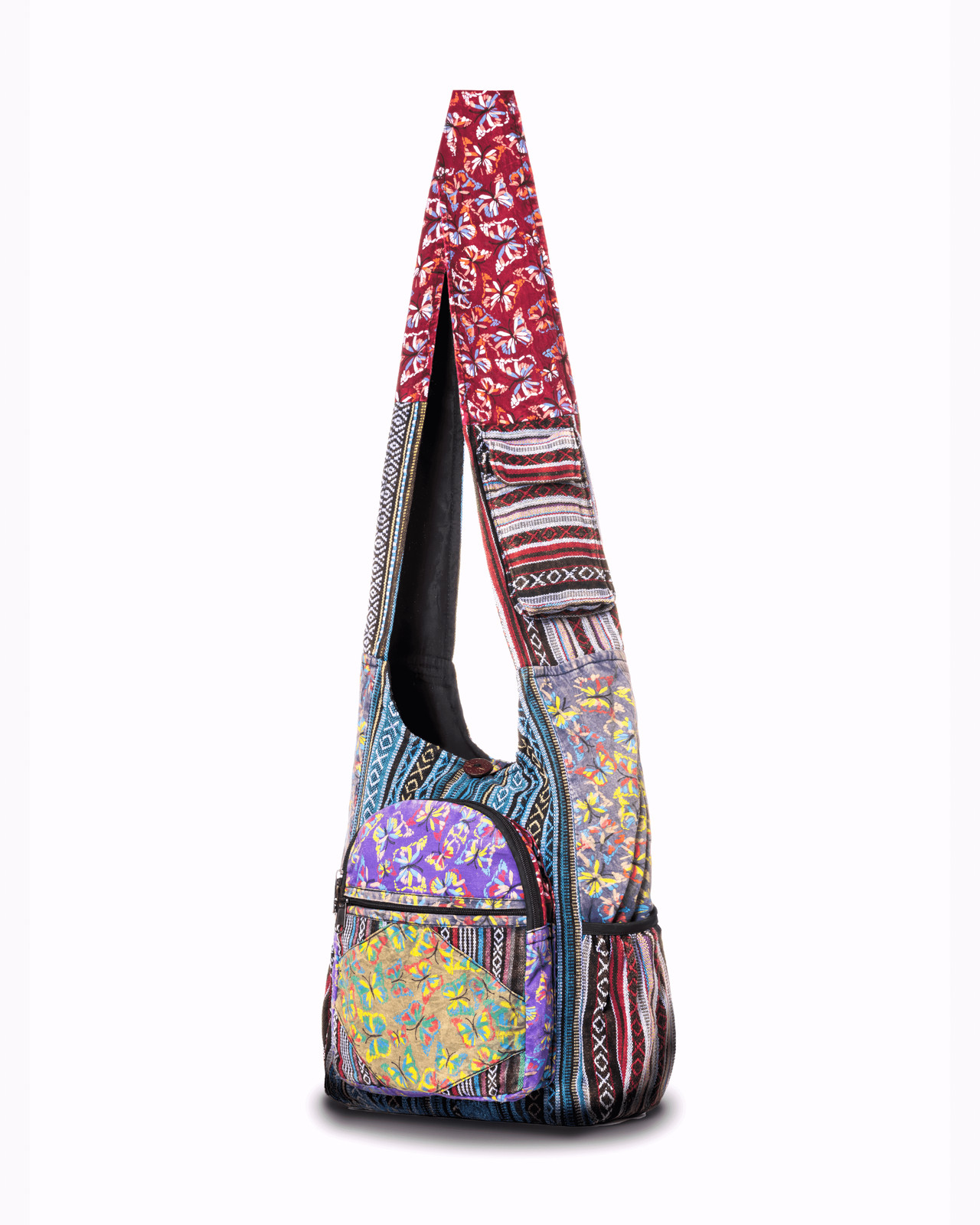 Kathmandu Collection Butterfly Design Hobo Bag – Handmade Cotton Shoulder Bag