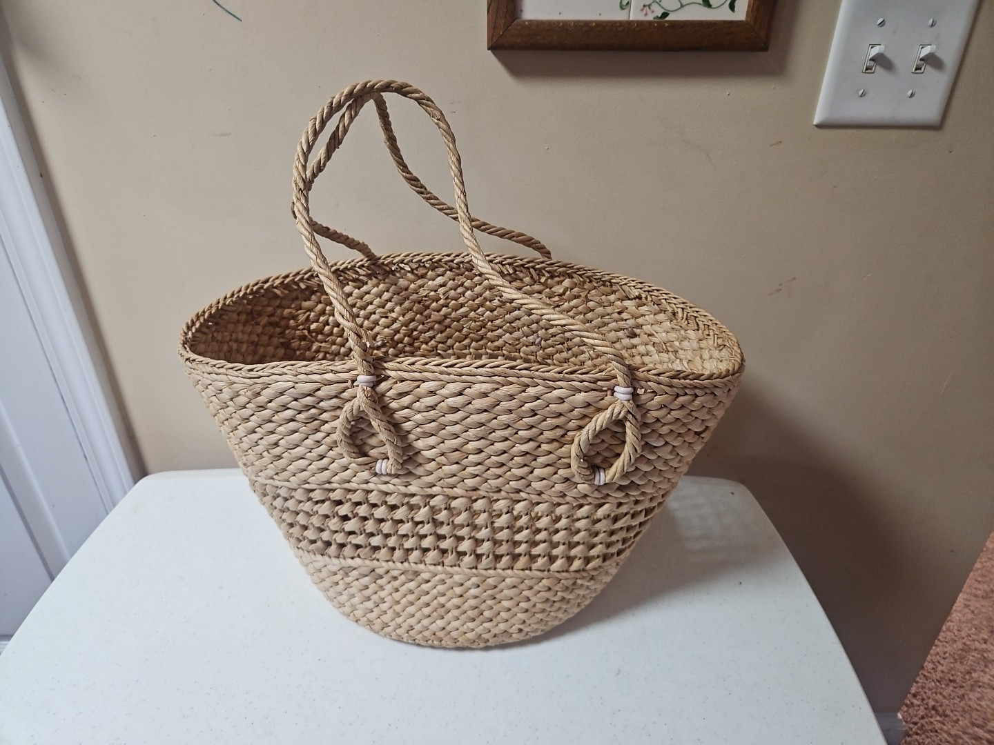 Woven Tote, Natural Fibers, French Style, Beach/Picnic Tote