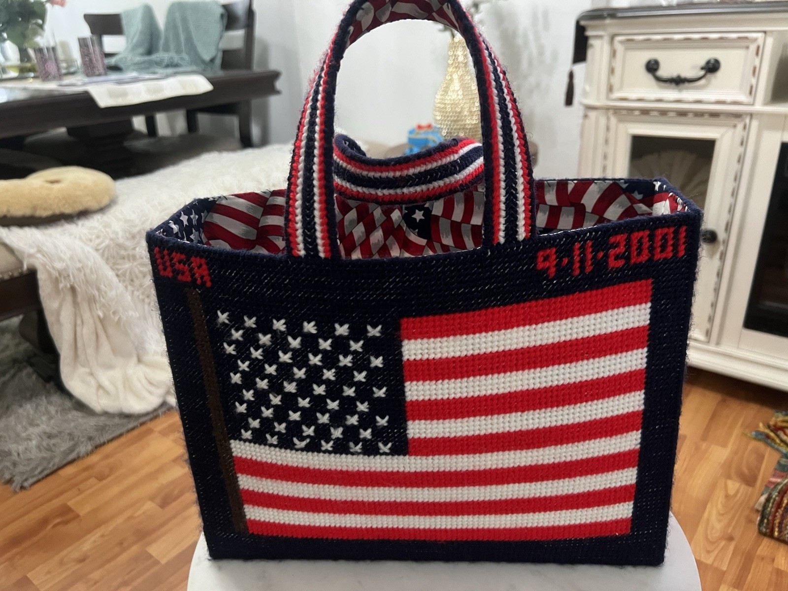 USA American Flag Patriotic Pocketbook Purse with Red White Blue