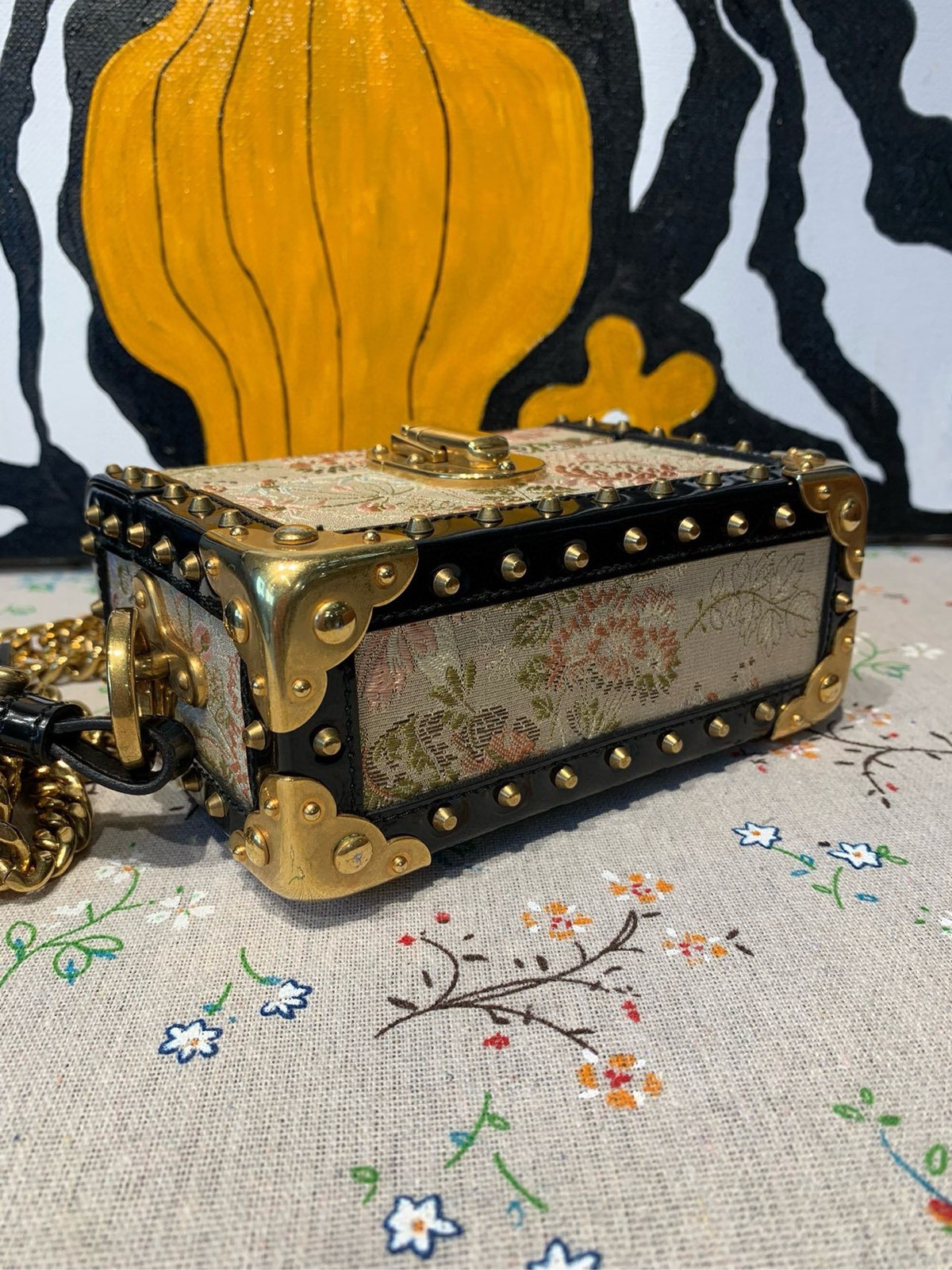 AUTH Prada Mini Beige Base with Pink Floral Patter Palace Collection