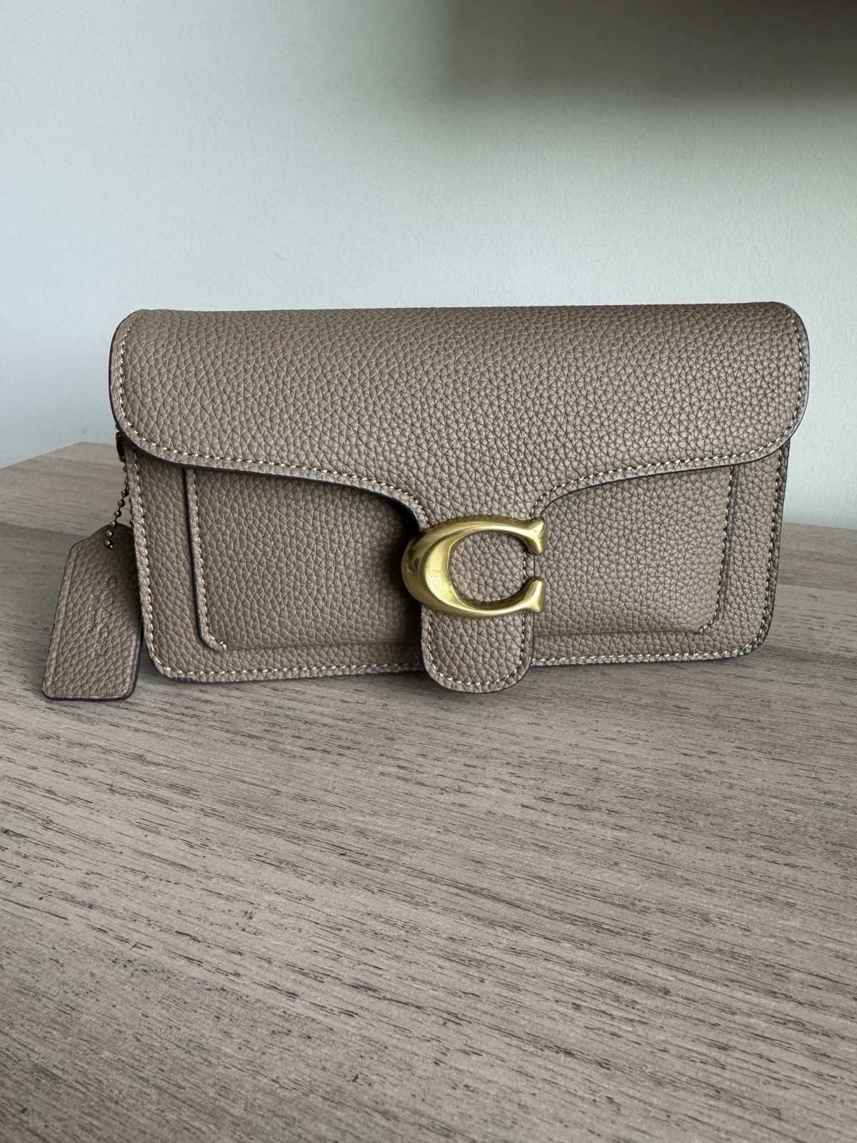 Coach Tabby Shoulder Bag 20 Brass Dark Stone Leather Handbag