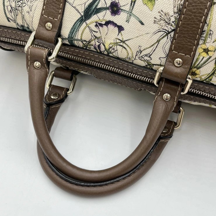 Gucci Flora Joy Duffle Bag 2Way Handbag Shoulder Bag Floral Canvas Authentic
