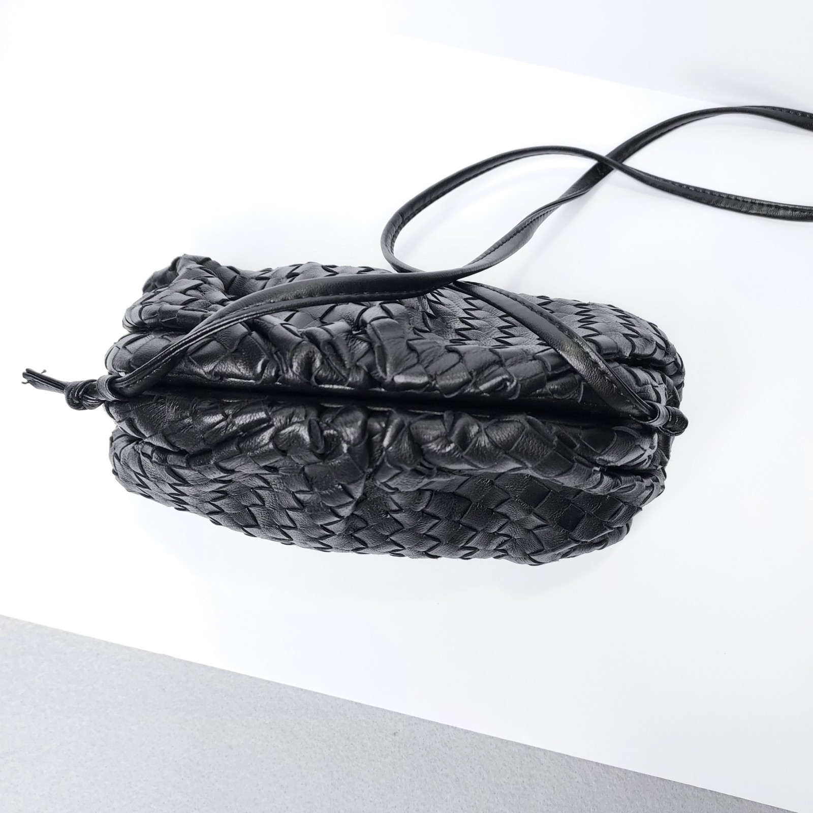 Black Woven Dumpling Pouch Mini Shoulder Clutch Handbag Unbranded Made In China