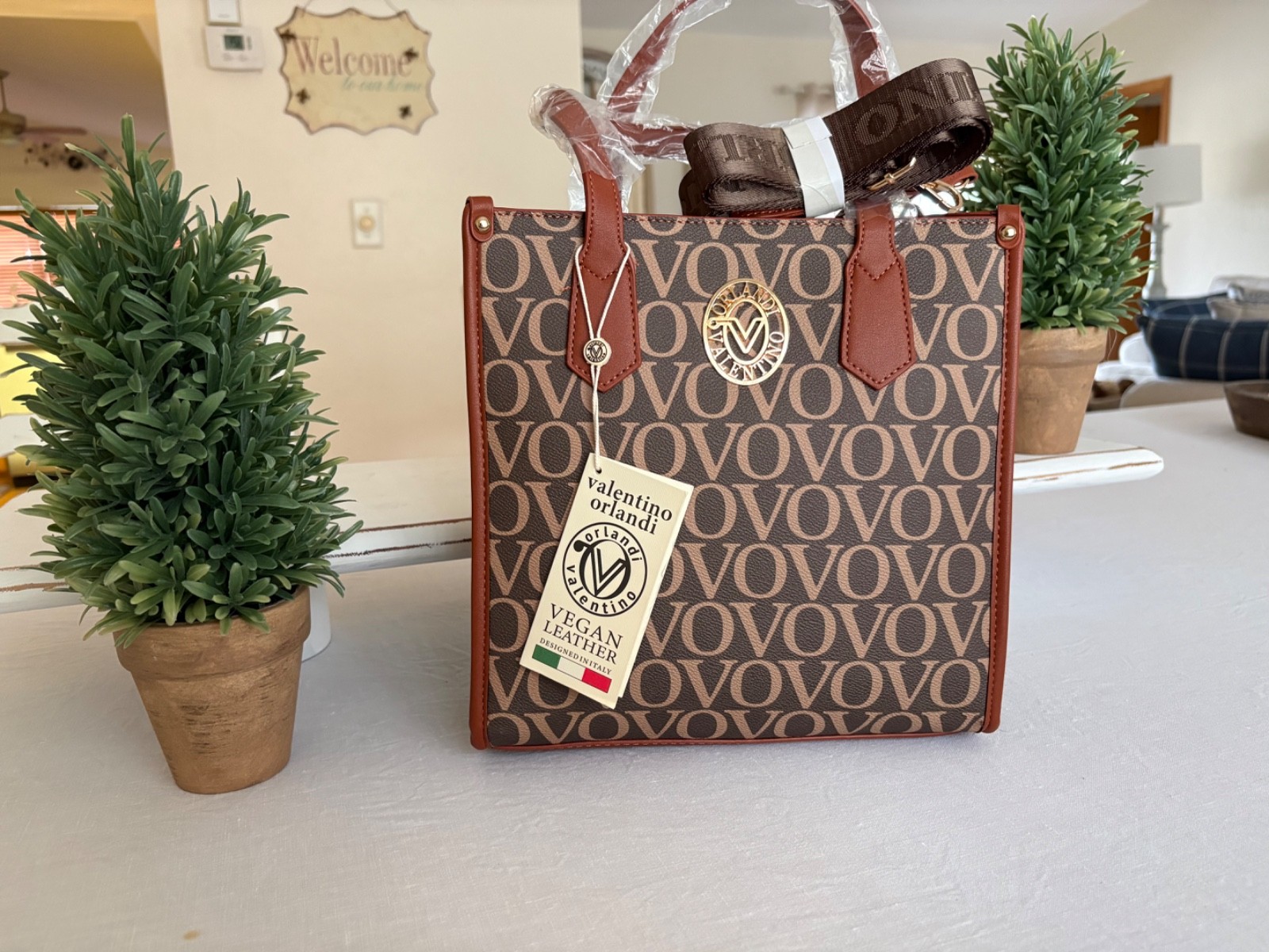 Valentino Orlandi VOVO Handbag Crossbody Brown Signature Extra Woven FREE SHIP!