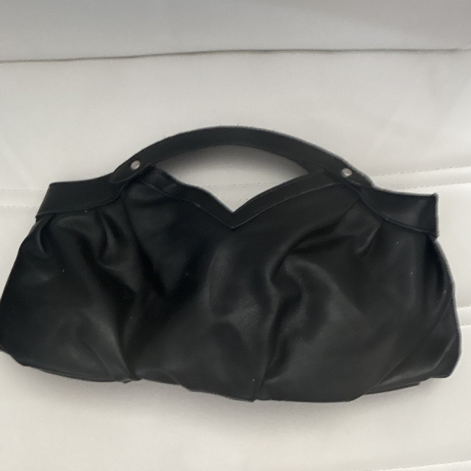 Black Solid Top Handle Handbag Snap Closure Silver Hardware Strap Accent