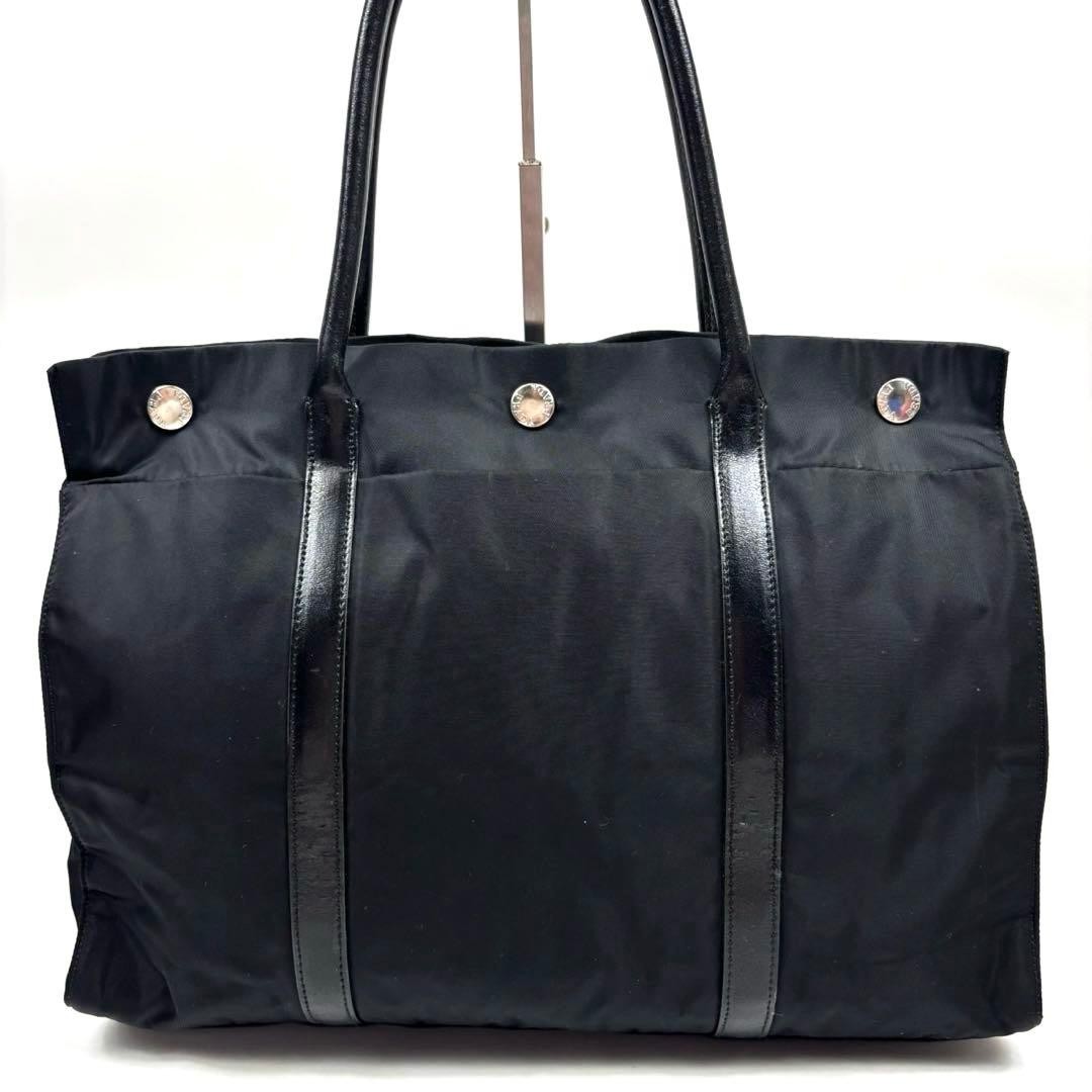 PRADA TESSUTO TREND tote bag leather nylon logo button From Japan