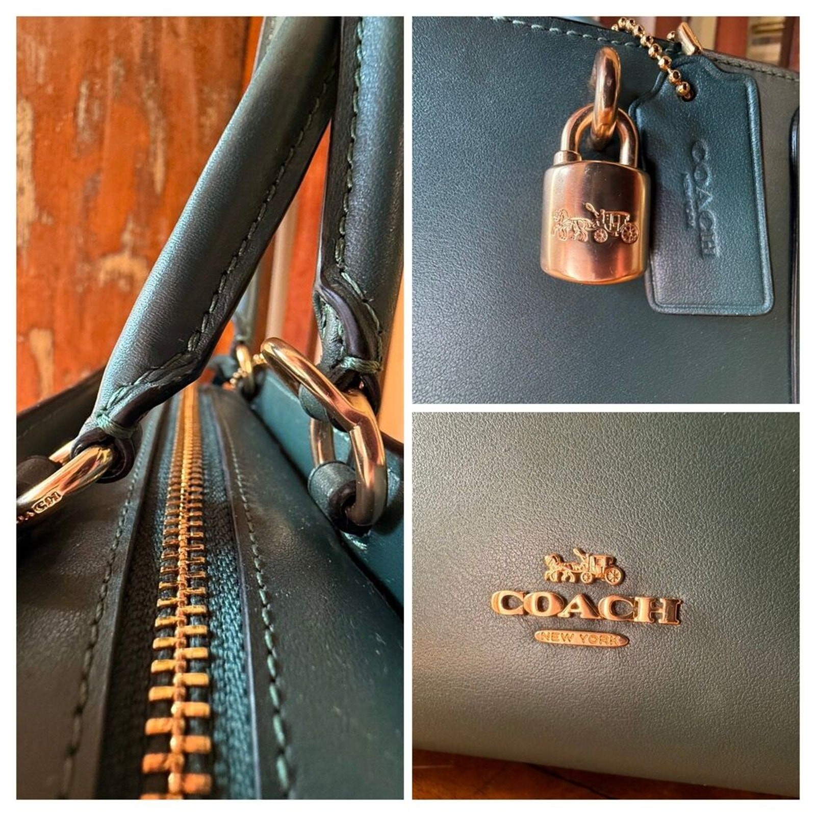 Coach Zoe Carryall Teal Smooth Leather Satchel Crossbody Tote F72667