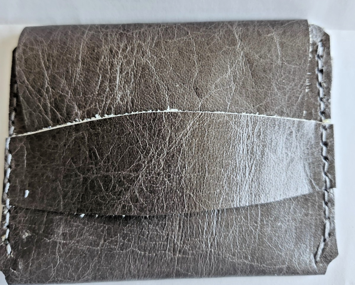 COIN PURSE Dark Grey ~ Hand Made Leather ~ can be customized