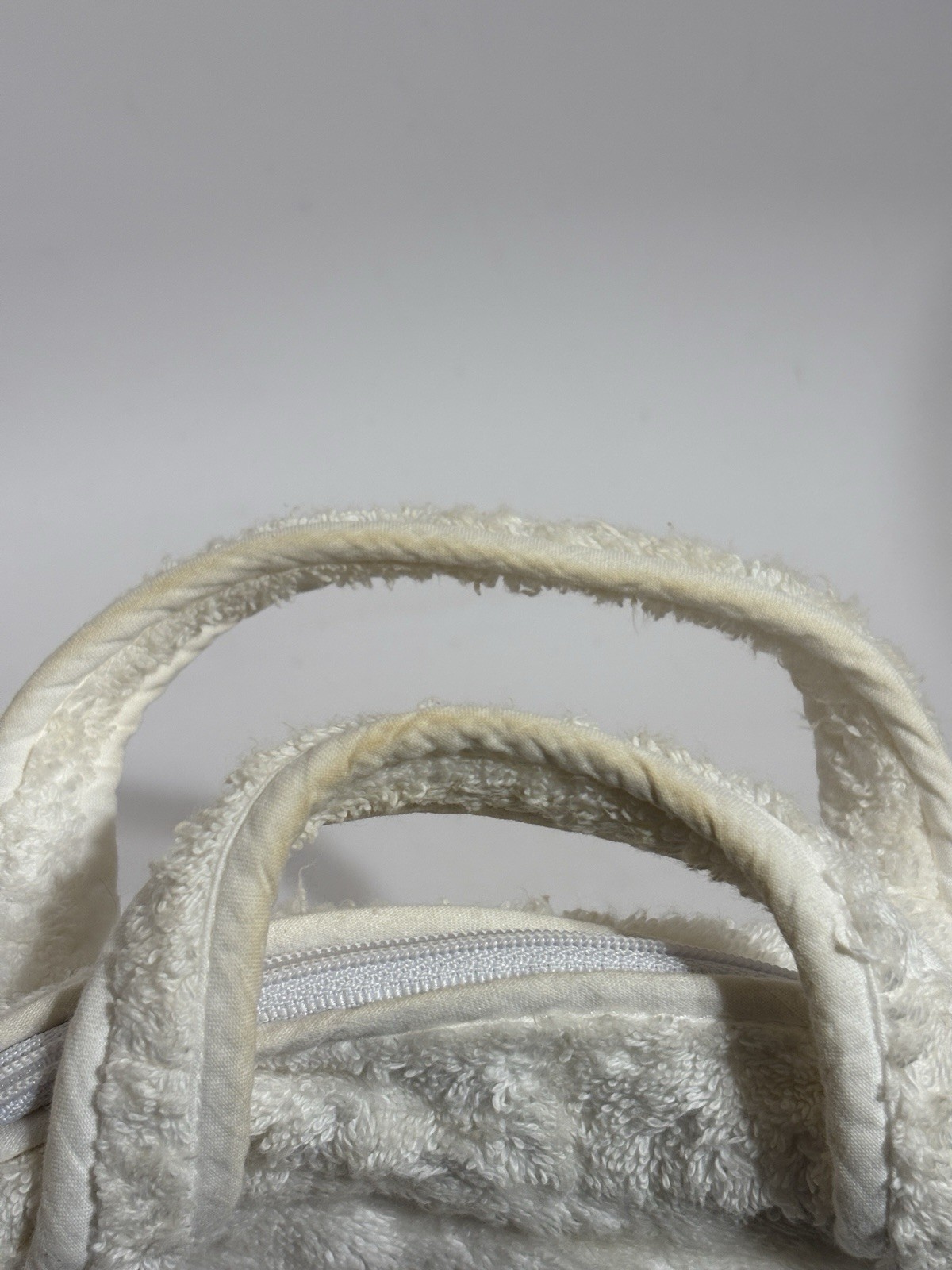 Vtg Christian Dior by John Galliano White & Blue Logo Terry Cloth Bag