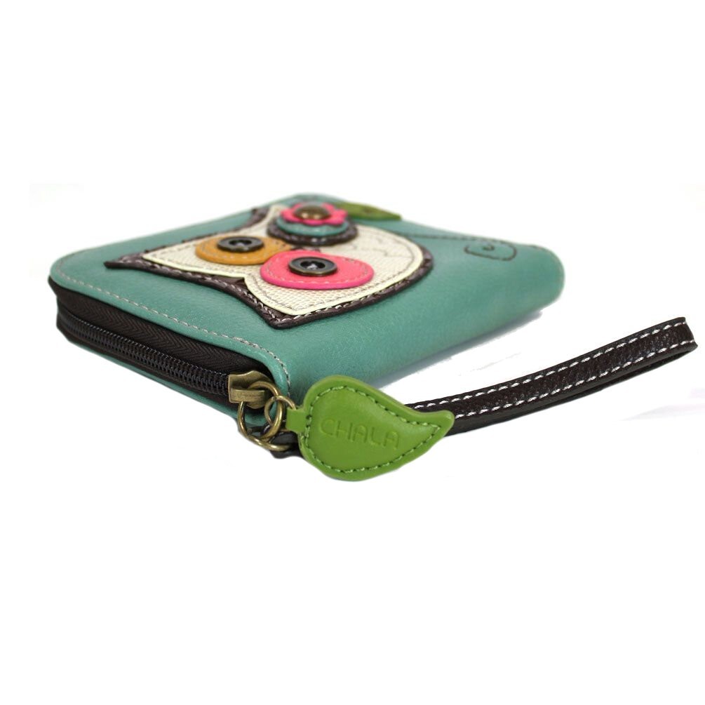 CHALA OWL Teal Zip Around Wallet Wristlet NWT
